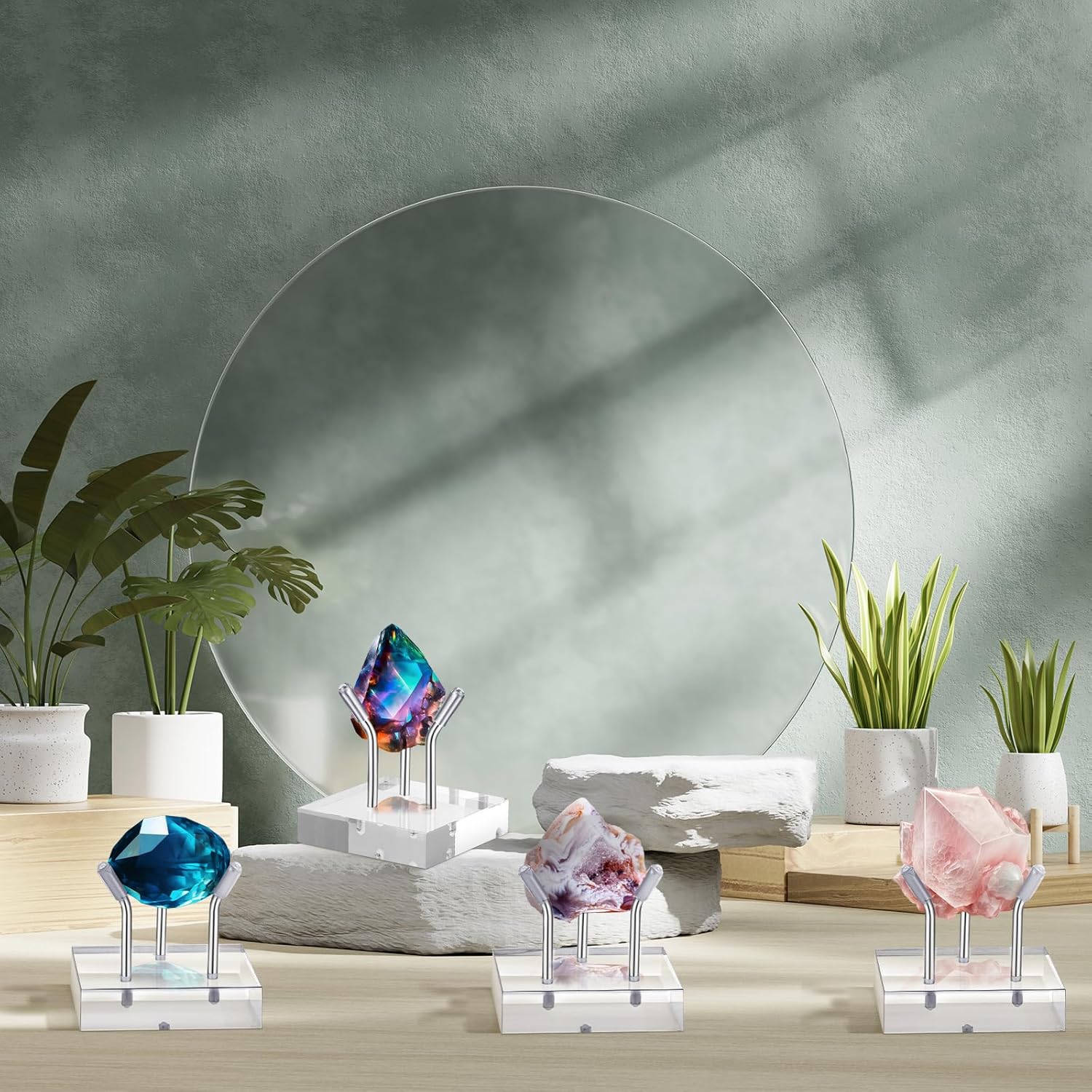 Clear Acrylic Display Stand / 1.6 x 1.6 x 1.6 / Silver / Set of 4