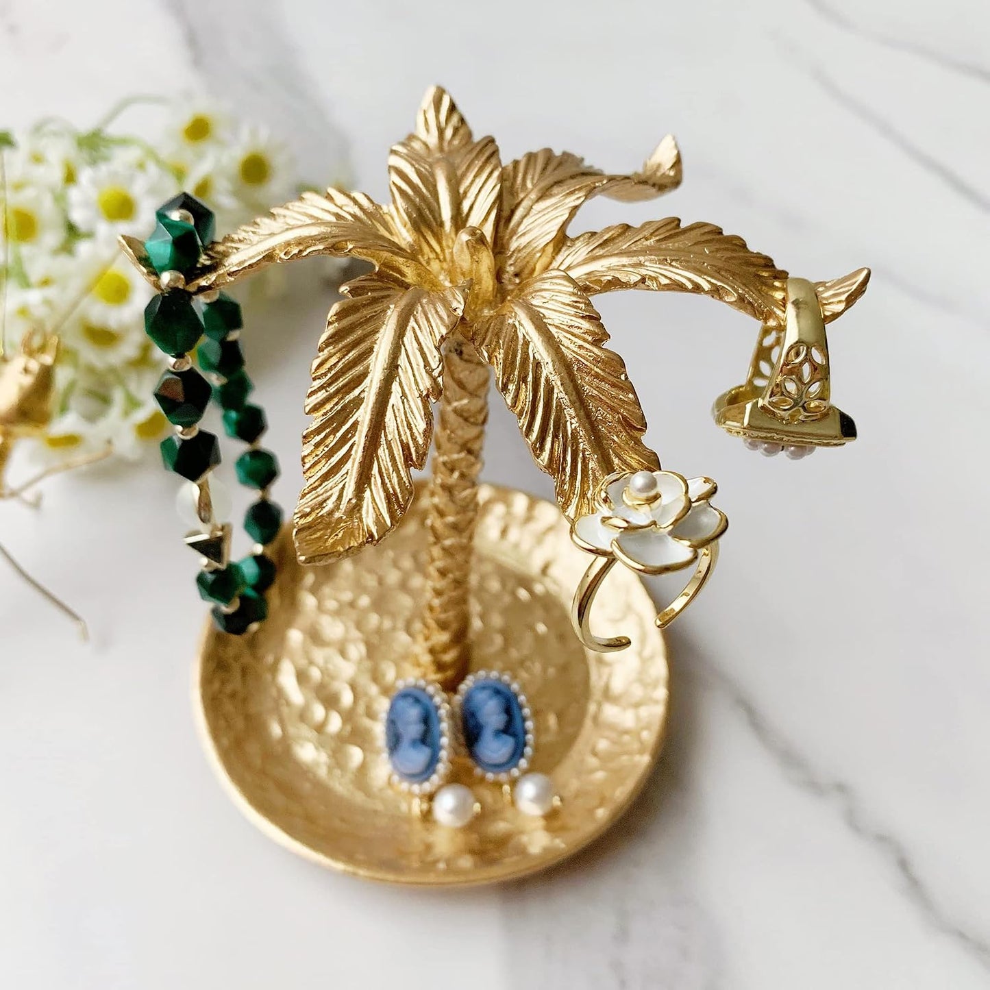 Metal Ring Dish Holder for Jewelry / Coconut Tree-gold