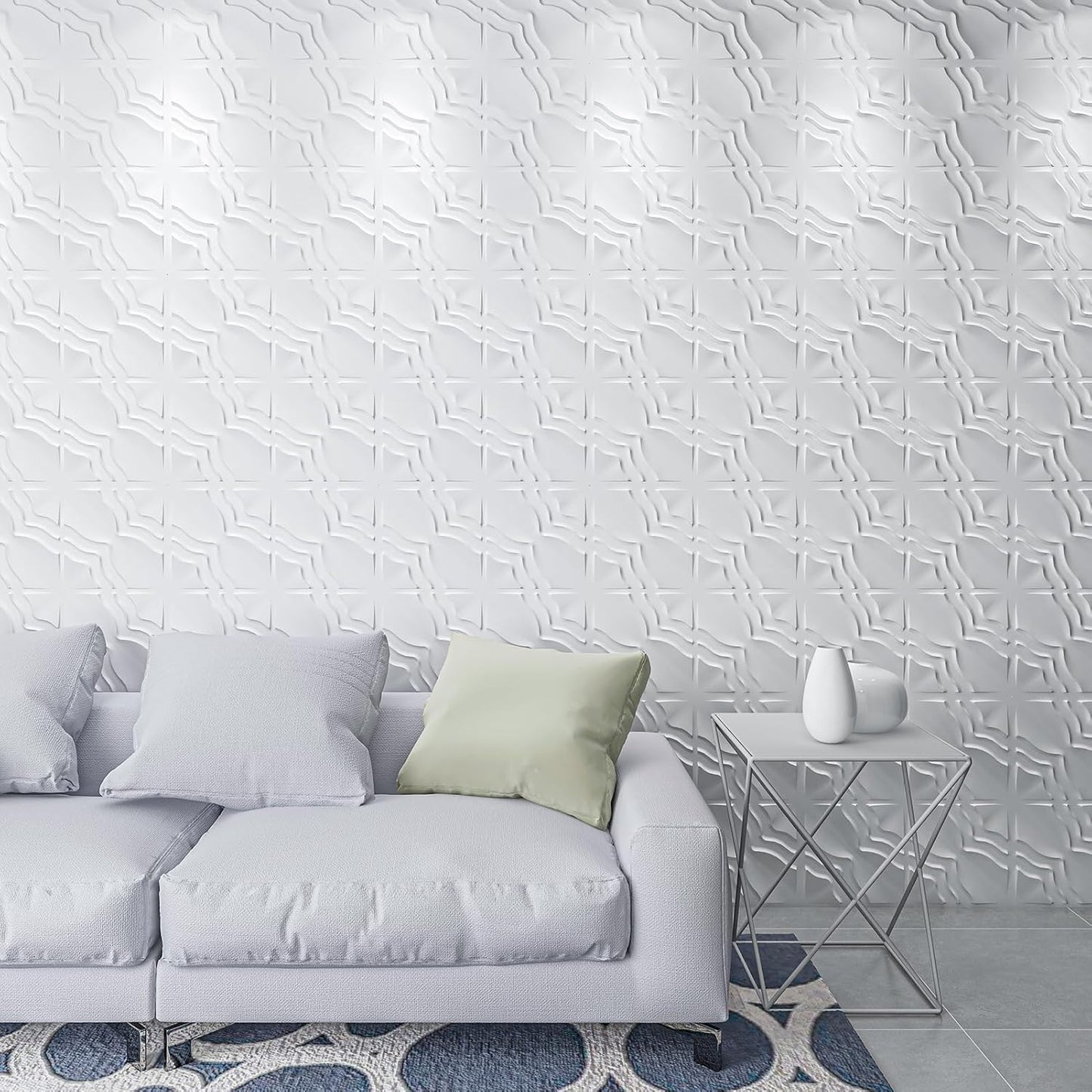 Art3dwallpanels 3D Wall Panels, 33 Pack, 12x12 Inch, White | Modern Raised 3D PVC Wall Tiles for Interior Wall Decor, 2