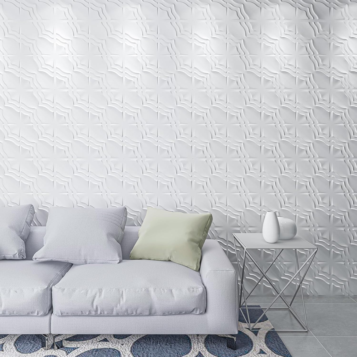 Art3dwallpanels 3D Wall Panels, 33 Pack, 12x12 Inch, White | Modern Raised 3D PVC Wall Tiles for Interior Wall Decor, 2