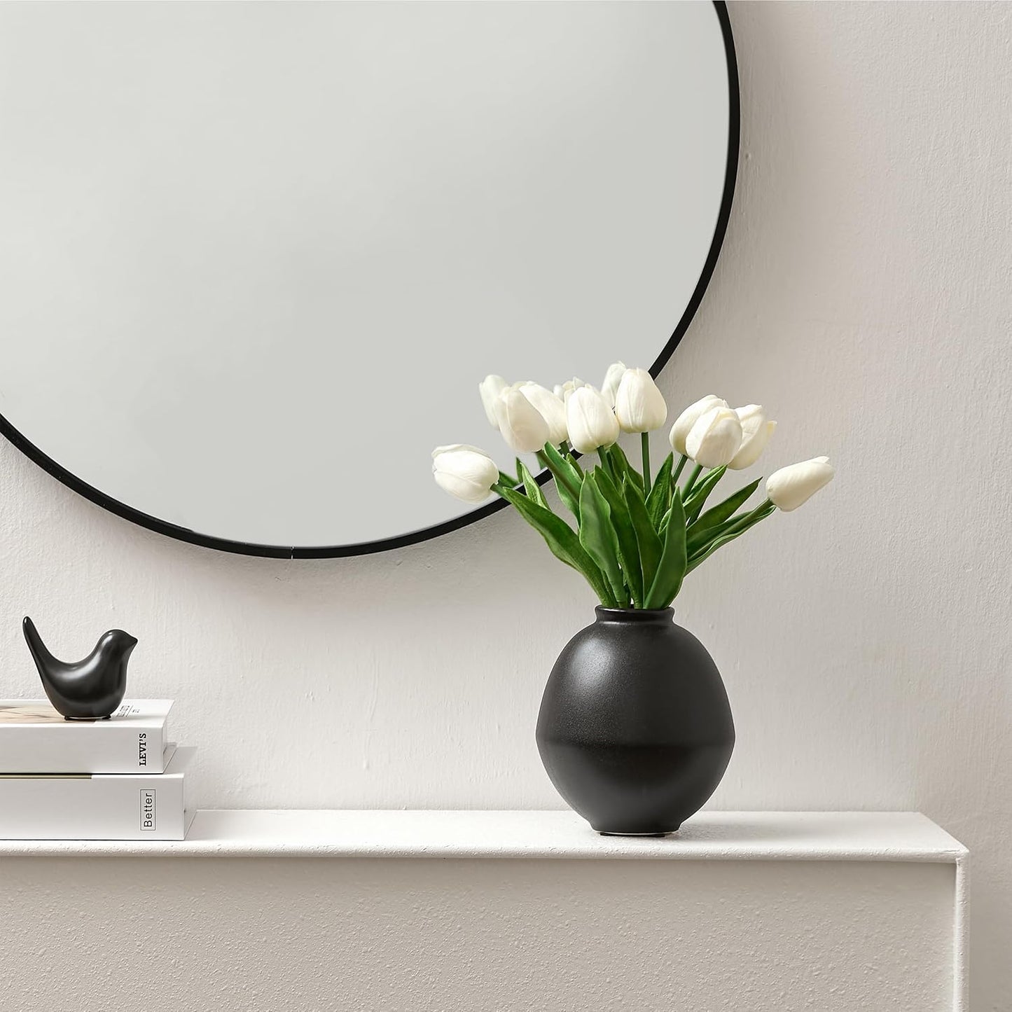 Ceramic Flower Vase / Metallic Black- 5.75 / 5.8 Inch