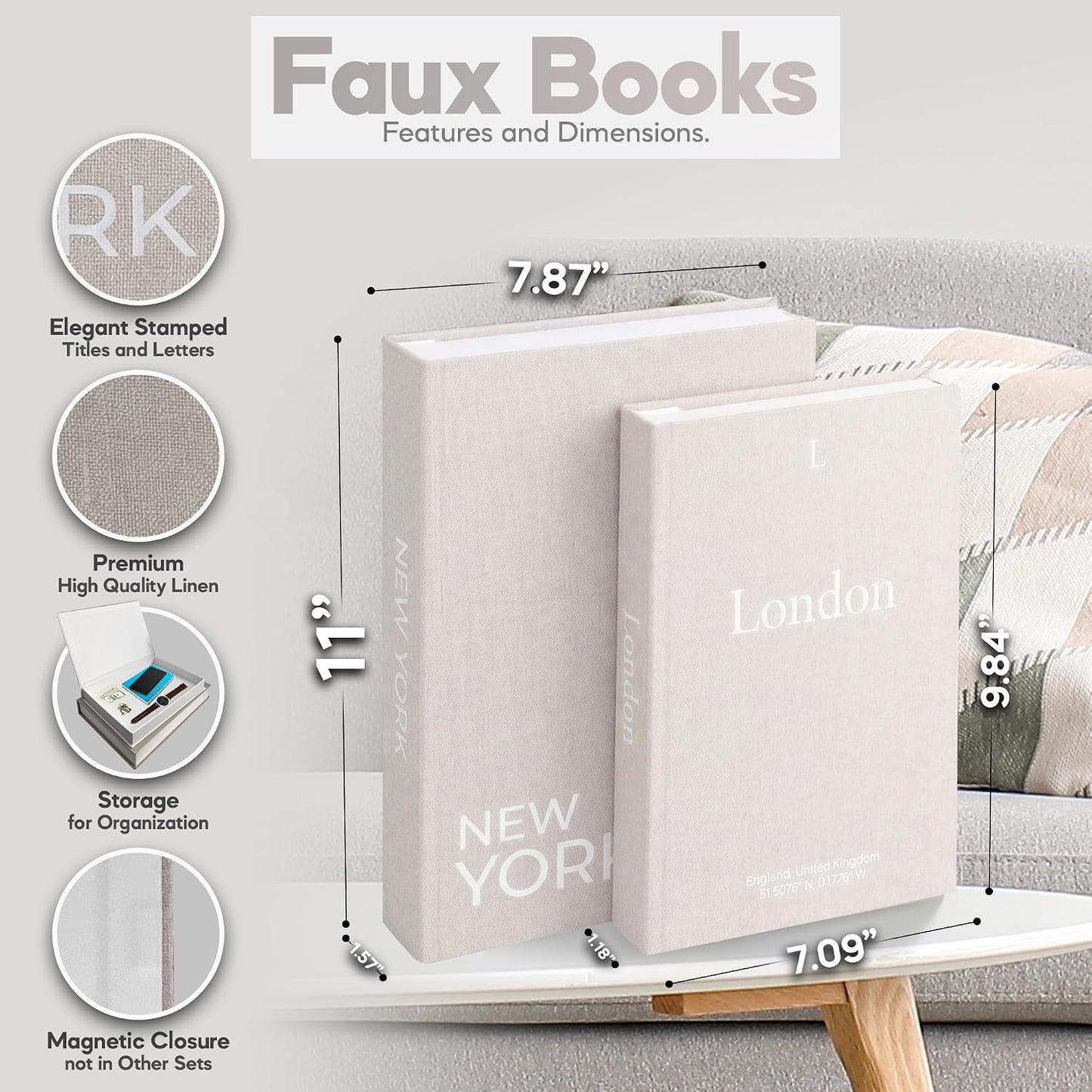 Faux Book Storage Box / Mocha/mocha / Modern / Beige / Set of 2