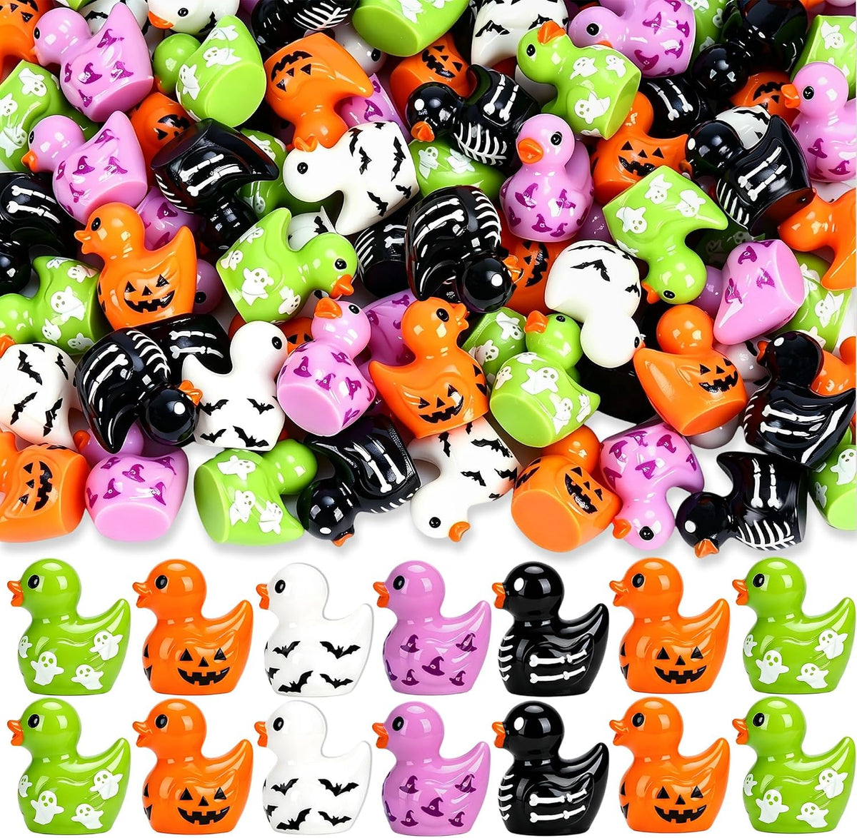 120Pcs Halloween Mini Resin Ducks Miniature Halloween Trinkets