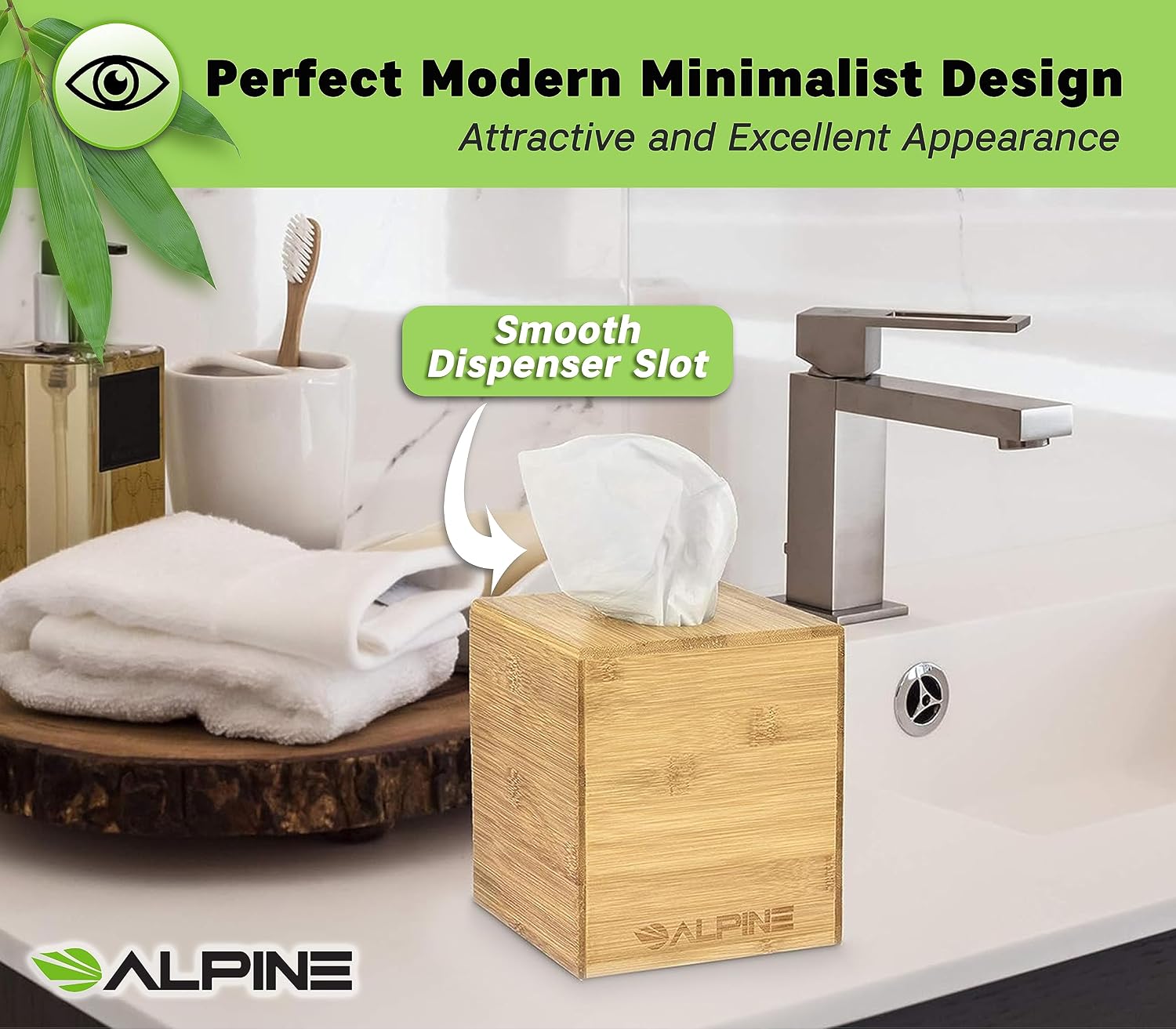 Industries Wooden Tissue Box Cover / Bamboo / Square