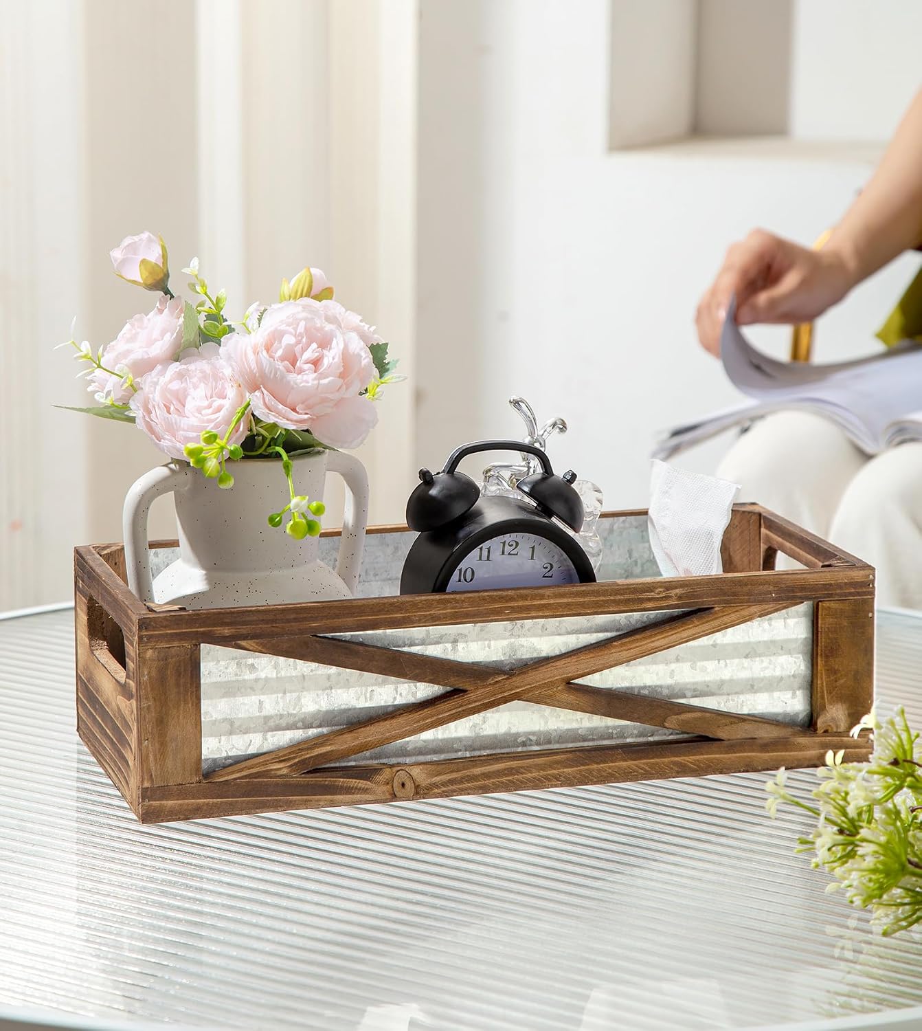 Wooden Toilet Tank Basket / Brown