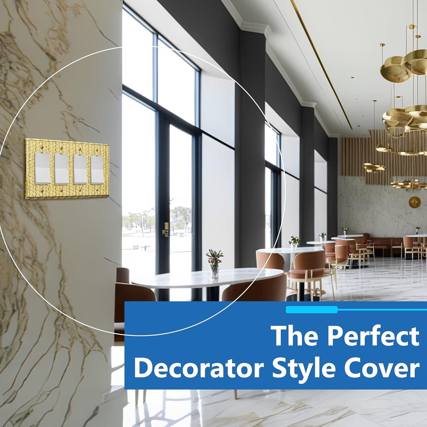 LIDER Dual Decorator Switch or Receptacle Metal Wall Plate, Mid-Size 4-Gang | Corrosion Resistant, Outlet Cover