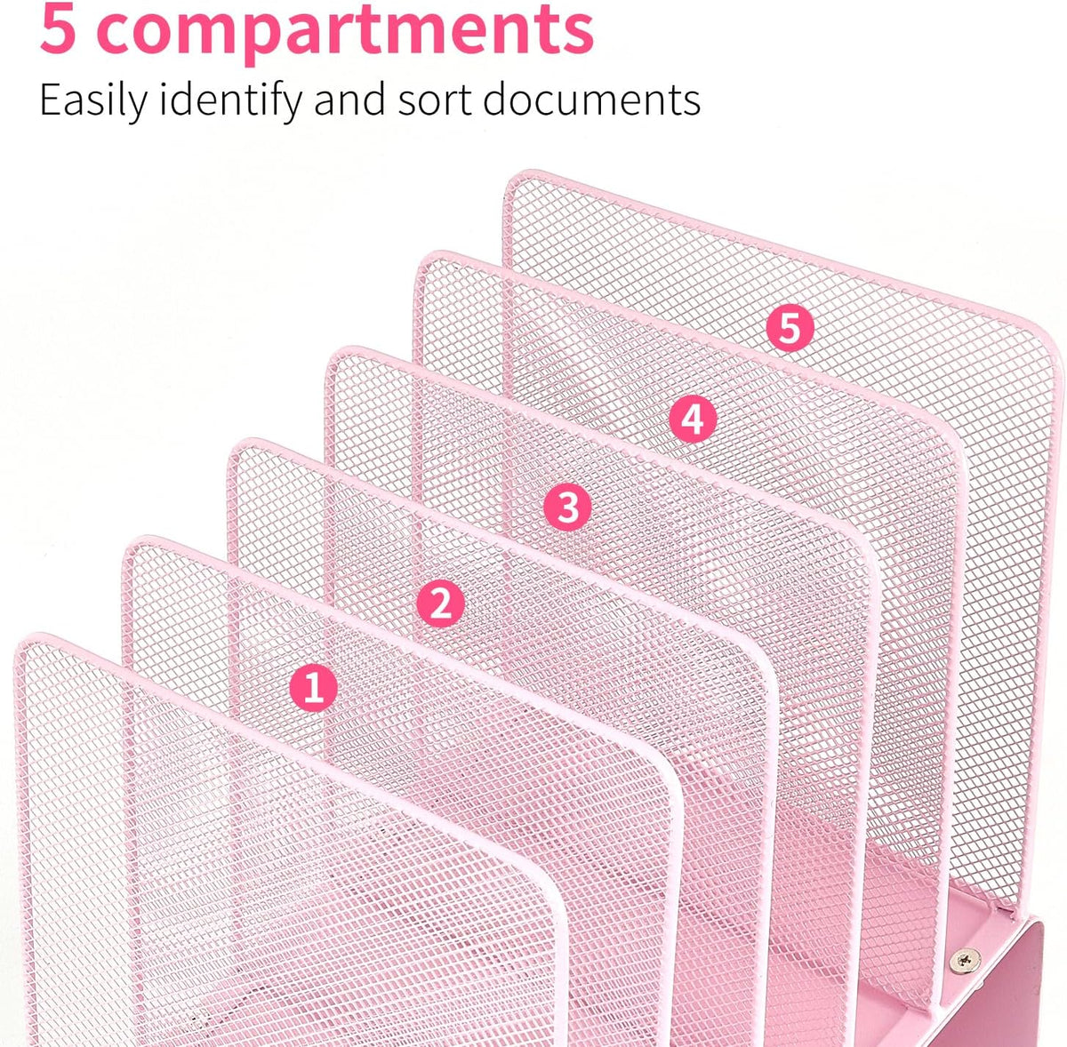 LEKETREE File Organizer for Desk, Desk Organizer with 5-Section Vertical File Rack, Folder Organizer,Workspace