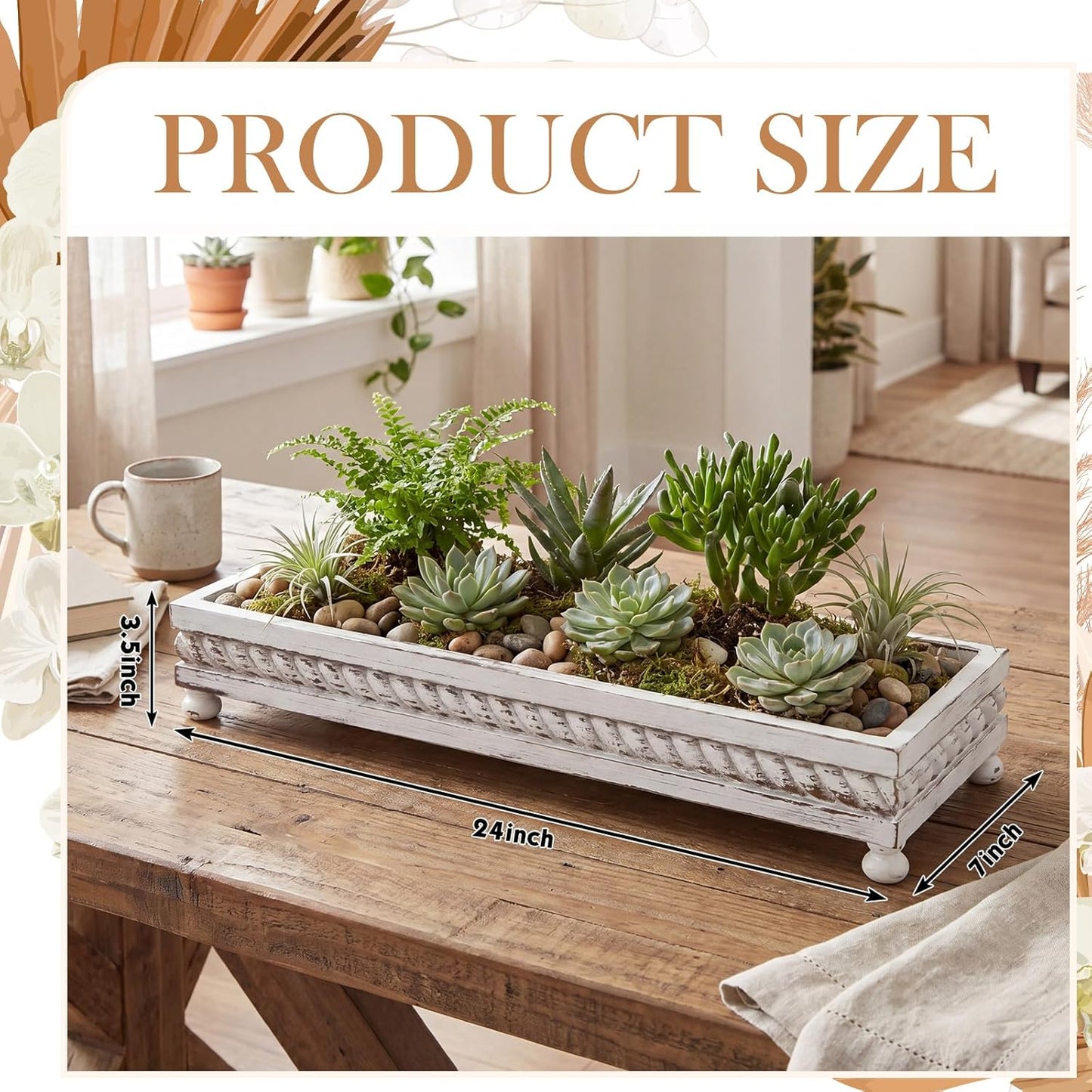 Spring Decorative Wooden Tables Centerpiece Tray / White / Set of 24
