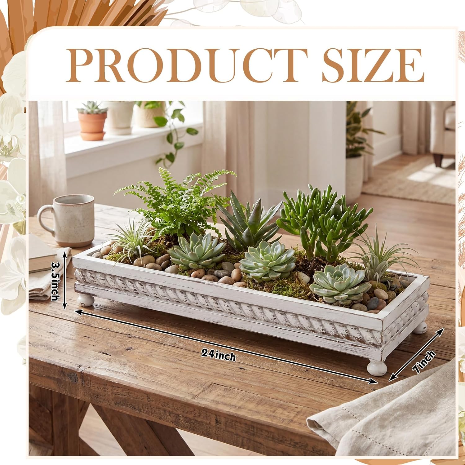 Spring Decorative Wooden Tables Centerpiece Tray / White / Set of 24