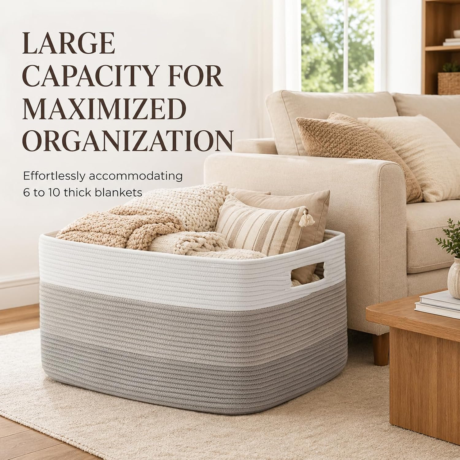 Rectangle Woven Baskets / Gradient Grey / 22 x 17 x 12