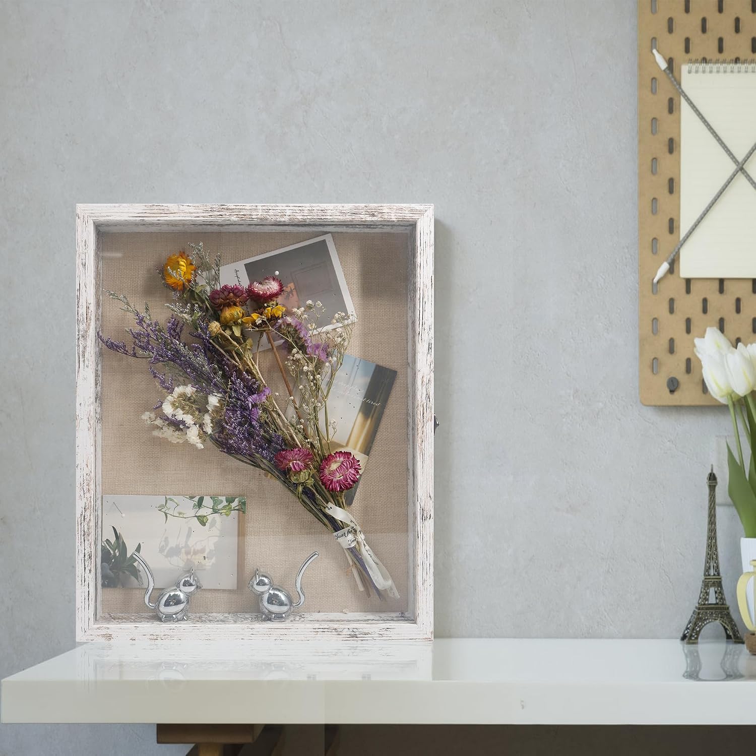 13x16 Wedding Bouquet Shadow Box Display Case,,White | 1.5inch Shadow Box Picture Frame,Wedding Bouquet Memorabilia