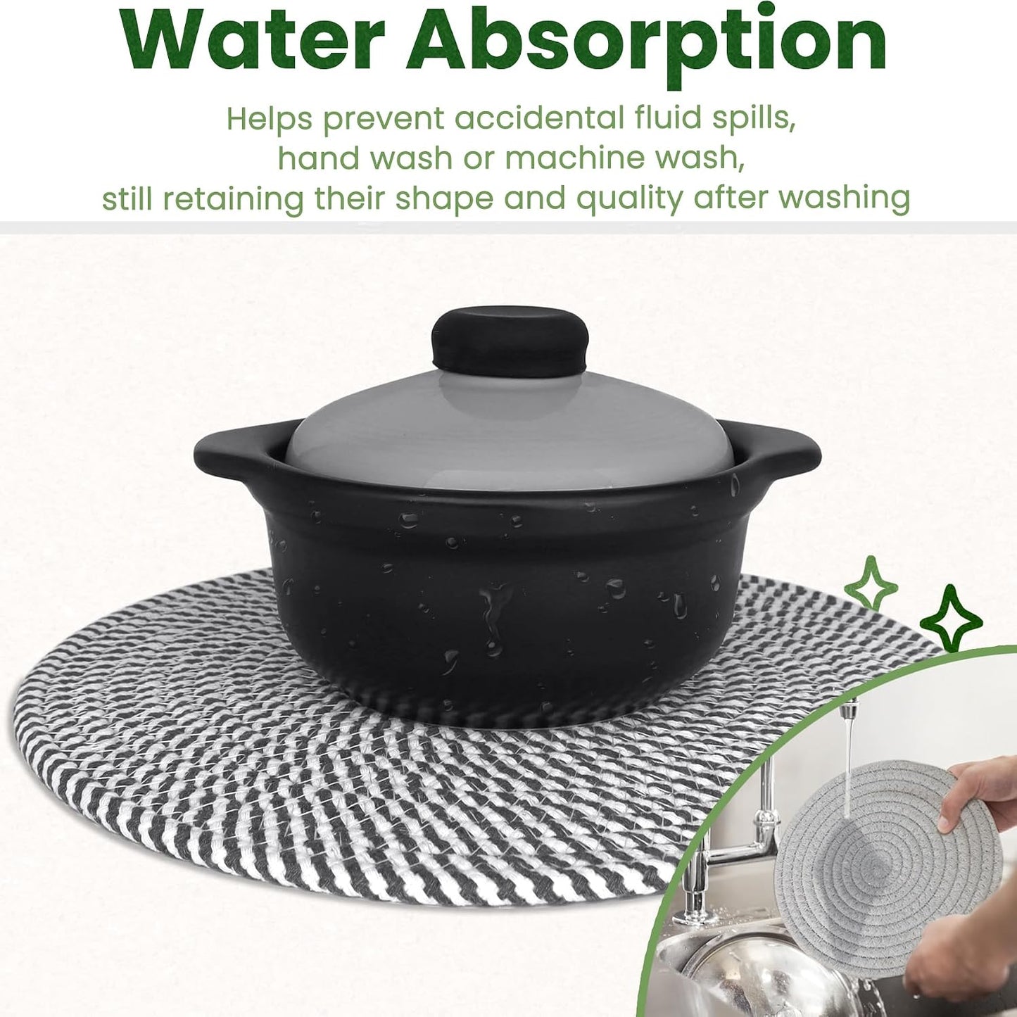 13 Inch Trivets for Hot Dishes, 4 Pcs | Large Trivets for Hot Pots and Pans, Storage Basket, Thicken Heat Resistant