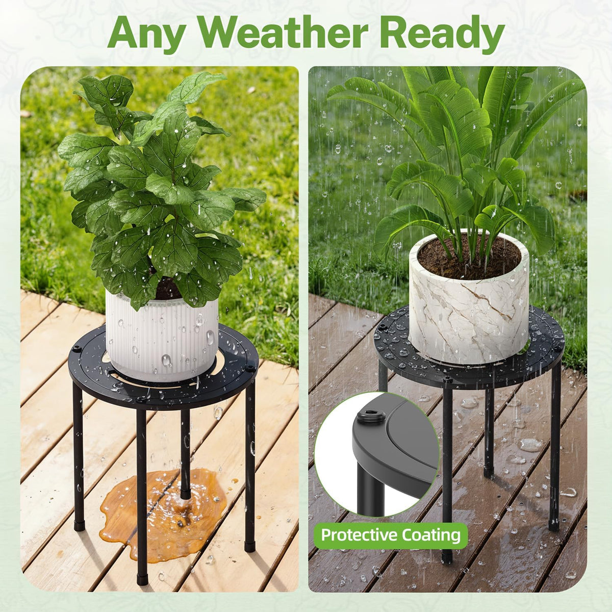 iDavosic.ly 5-Pack Metal Plant Stands with 5 Plant Saucer Tray, 10 In Black | Flower Pot Holder, Heavy Duty Iron Stool