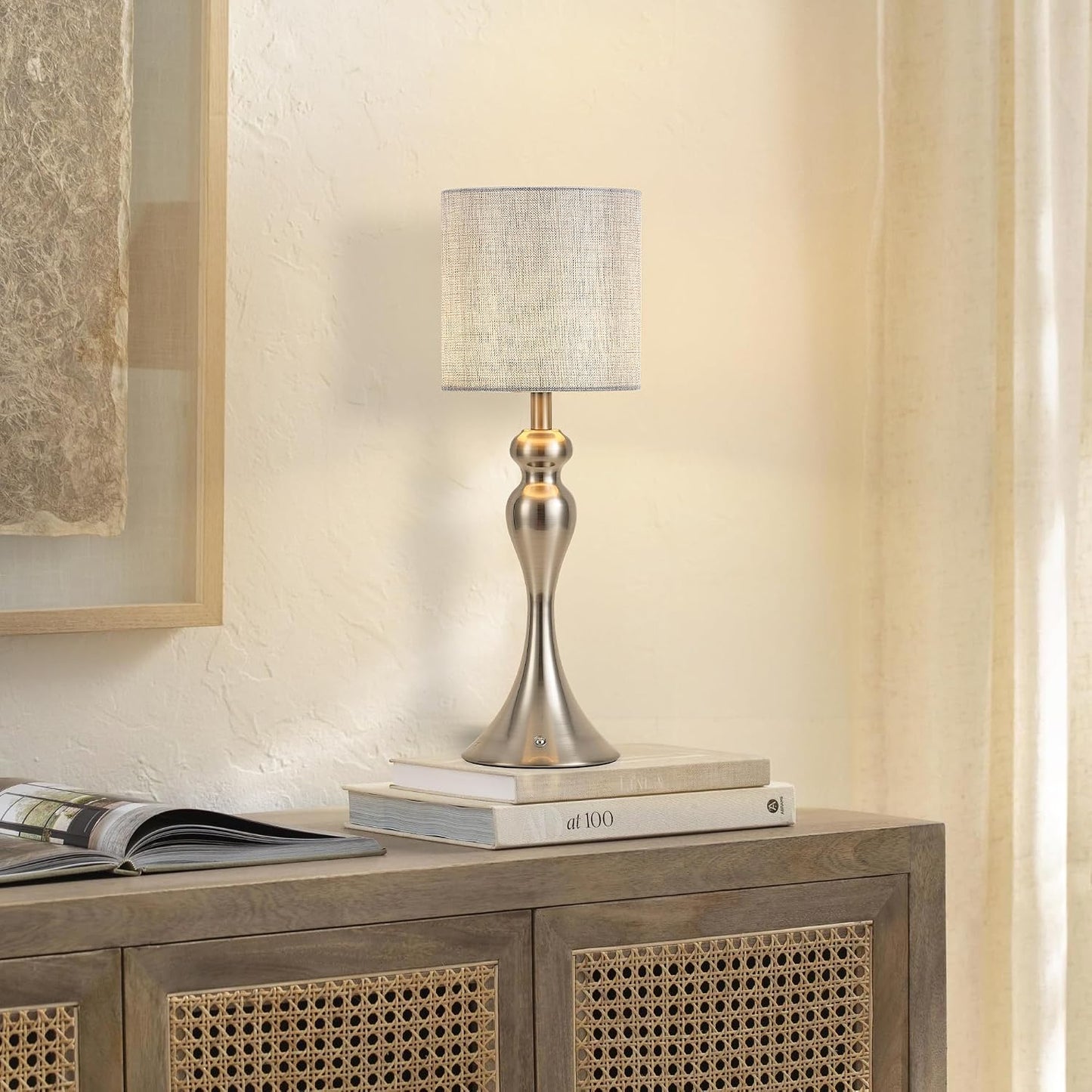 Touch 3-Way Dimmable Desk Lamp for Night Stands / Drum Shade - Nickel