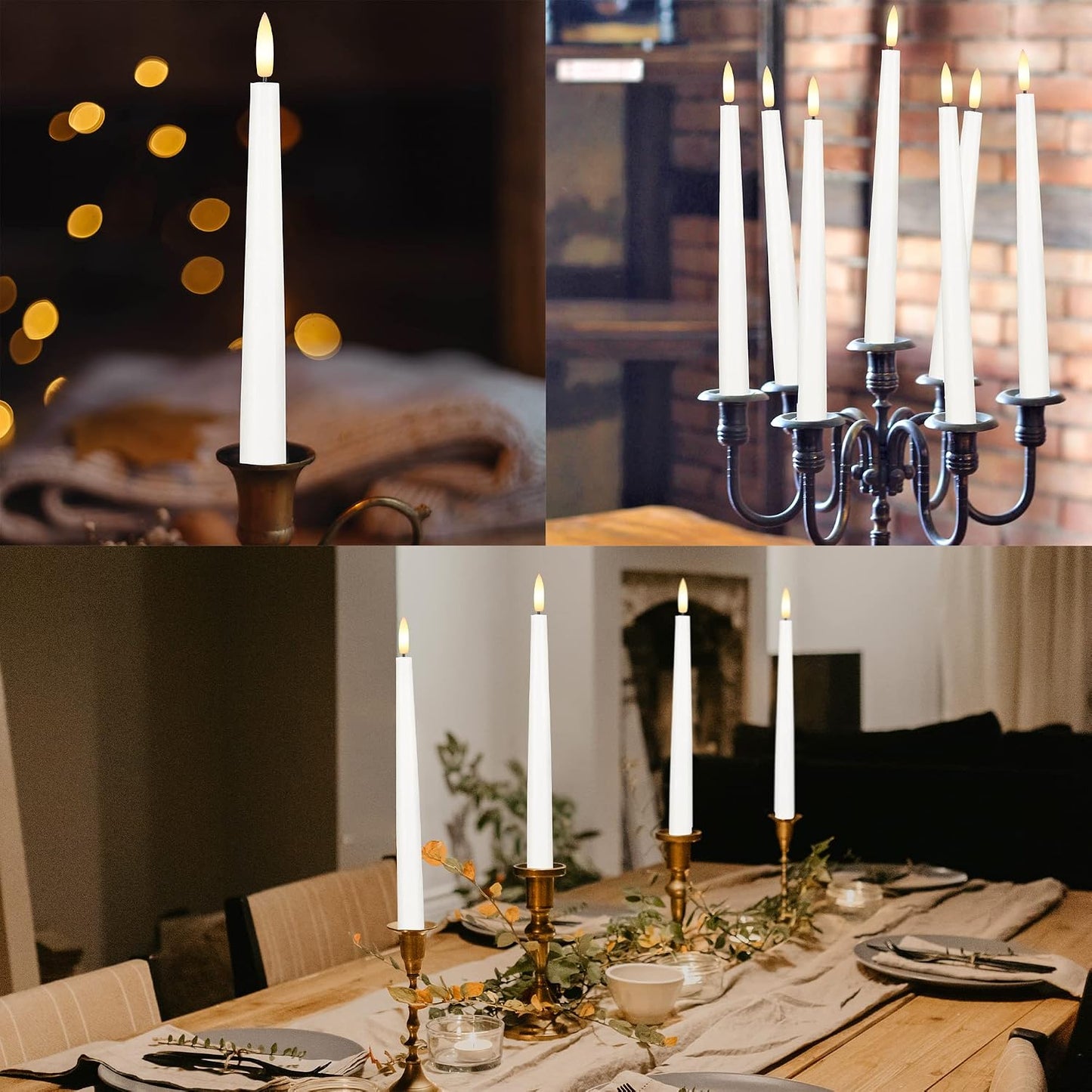 Flameless Taper Candles with 3D Wick, 11.4" Real Wax LED Candles with Remote and Timer, 6 Pack Flickering Candlesticks
