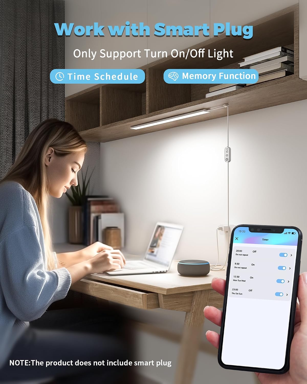 ASOKO 24 Inch Under Counter Light 3 Color 900LM Kitchen Desk Lamp | ASOKO 24" Under Desk LED Light, 3 Color 900LM Plug