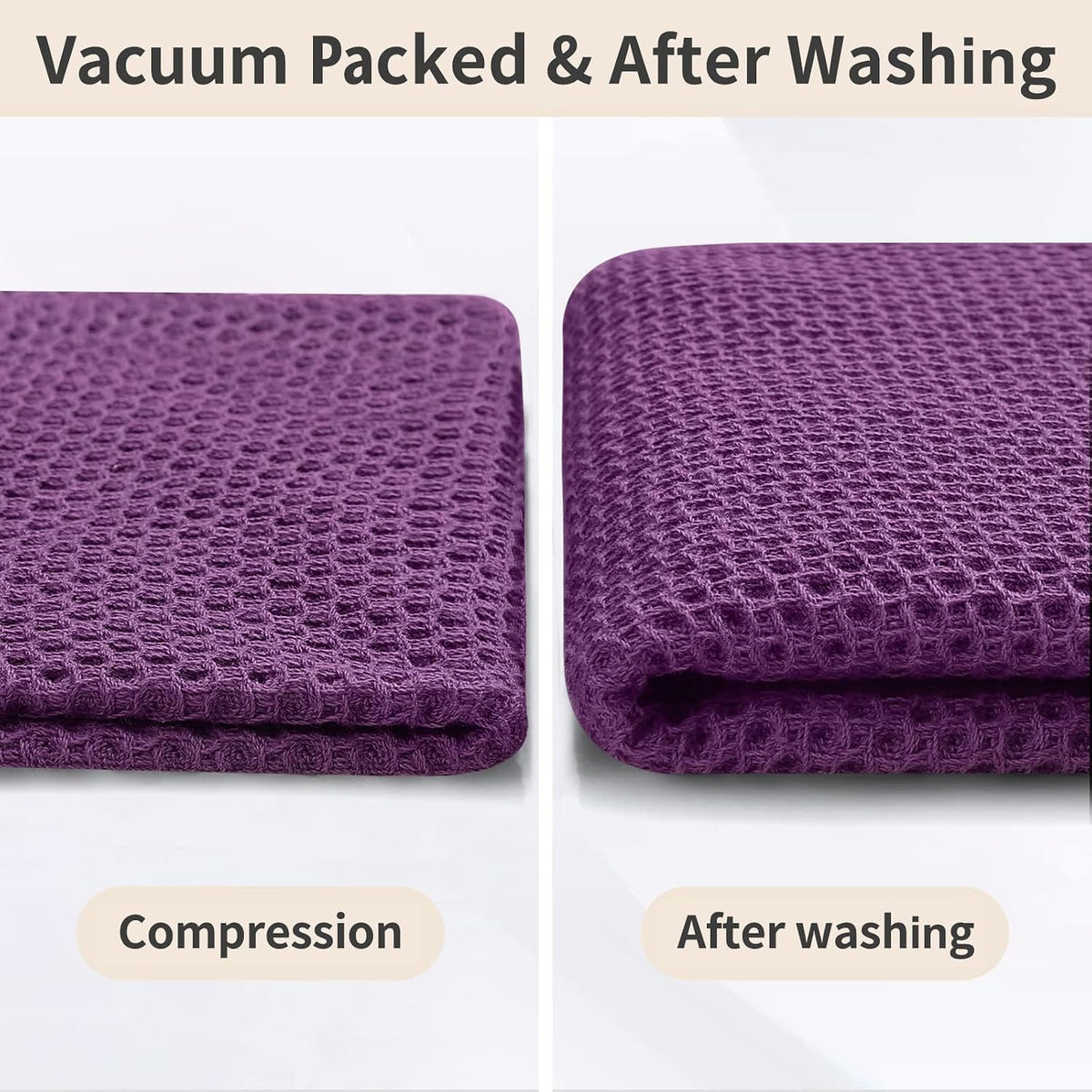 Homaxy 8 Pack 100% Cotton Kitchen Towels and Dishcloths Set, Purple | 12 x 12 Inches and 13 x 28 Inches Kitchen Towels