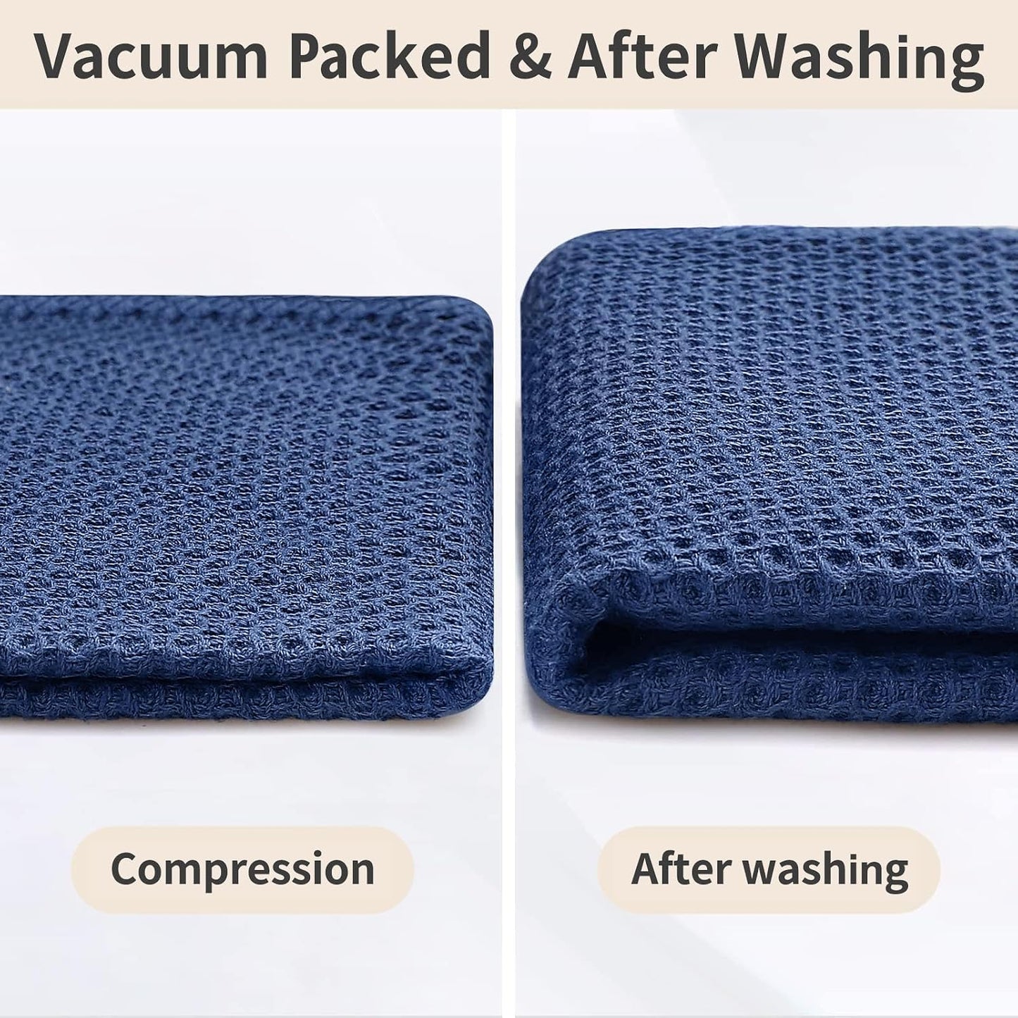 Homaxy 12 Pack 100% Cotton Kitchen Towels and Dishcloths Set, Navy Blue | 12 x 12 Inches and 13 x 28 Inches Kitchen