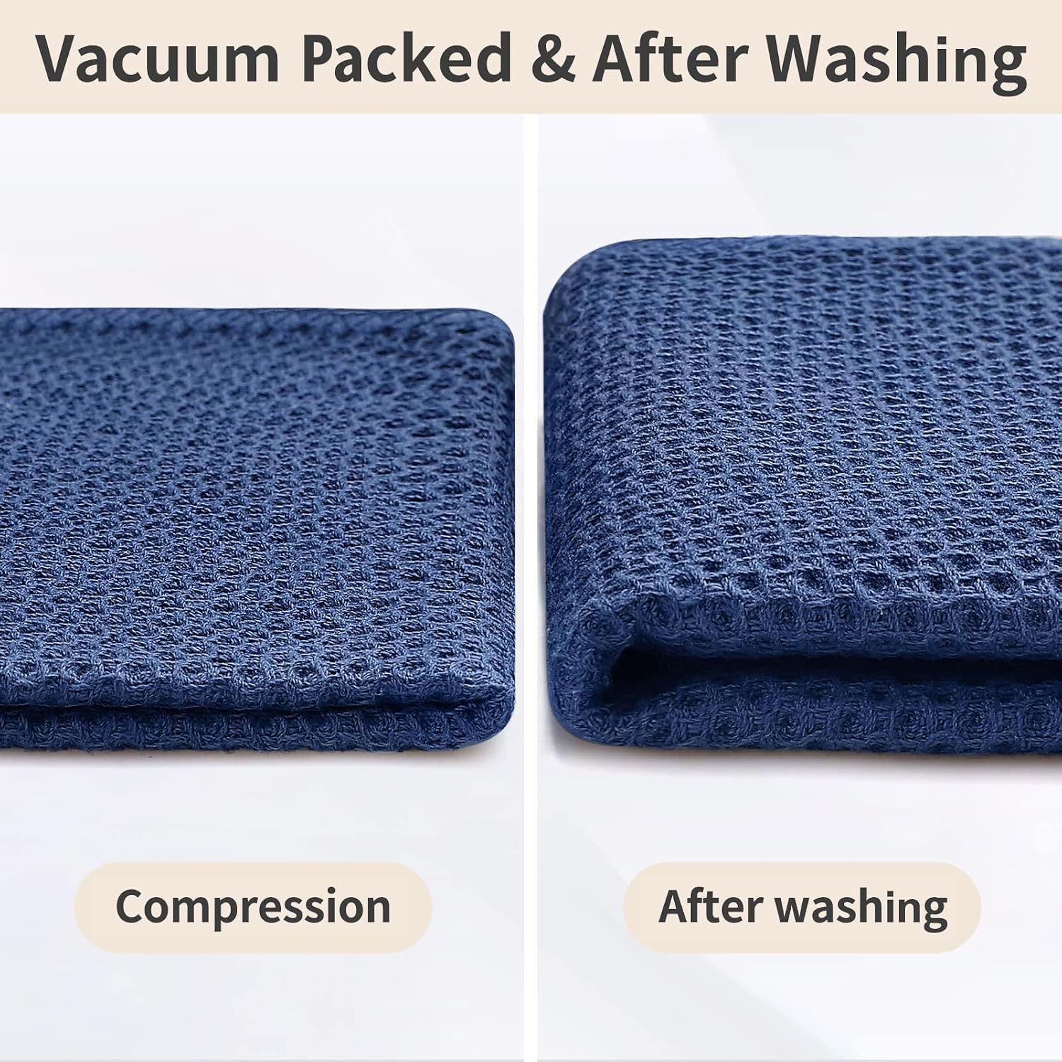 Homaxy 12 Pack 100% Cotton Kitchen Towels and Dishcloths Set, Navy Blue | 12 x 12 Inches and 13 x 28 Inches Kitchen