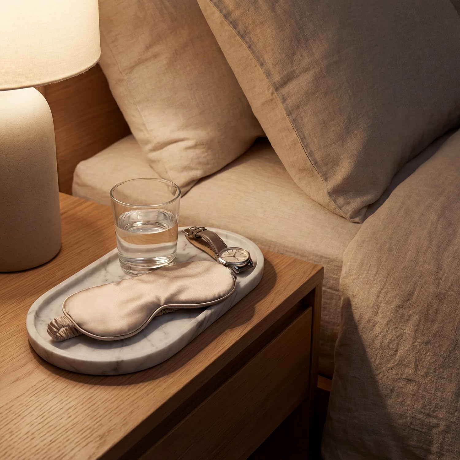 Oval Real Marble Tray / Carrara White / 11.8 x 5.9