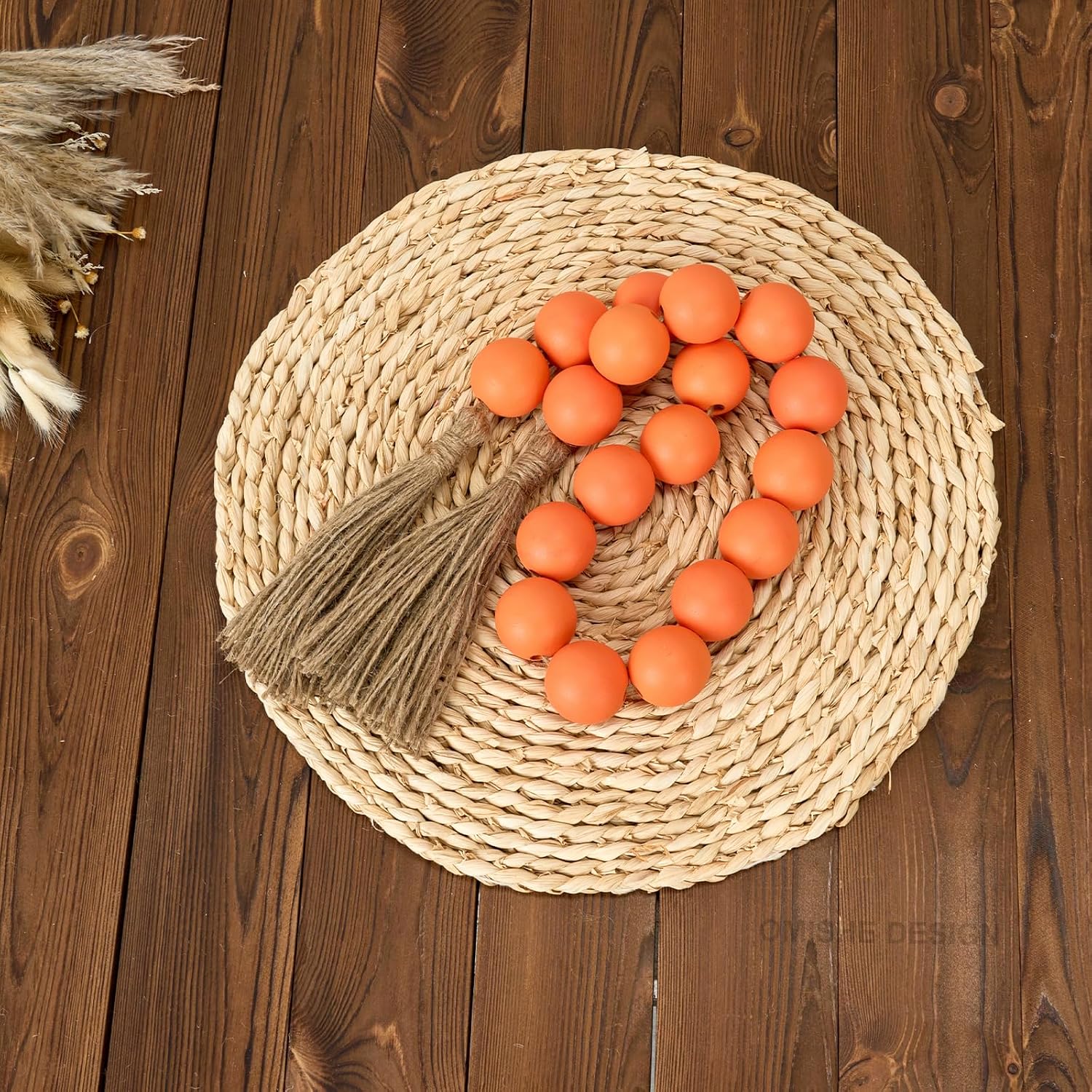 Extra Large Wood Bead Garland Orange / 8 Orange / 41 Inches
