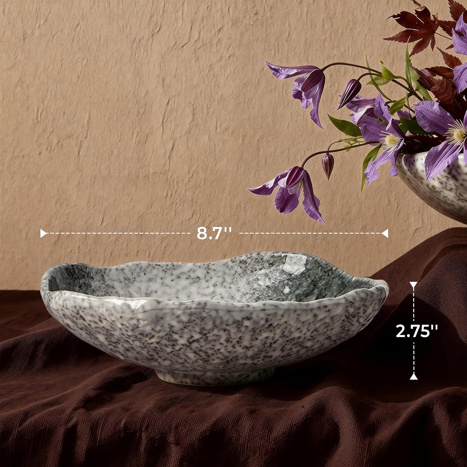 Irregular Moss Glazed Ceramic Catchall Bowl for Keys and Wallet / Green