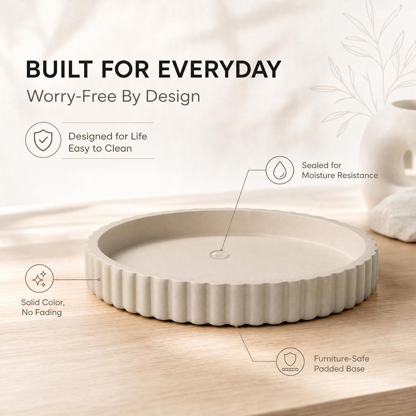 Round Coffee Table Tray / Beige / Set of 11