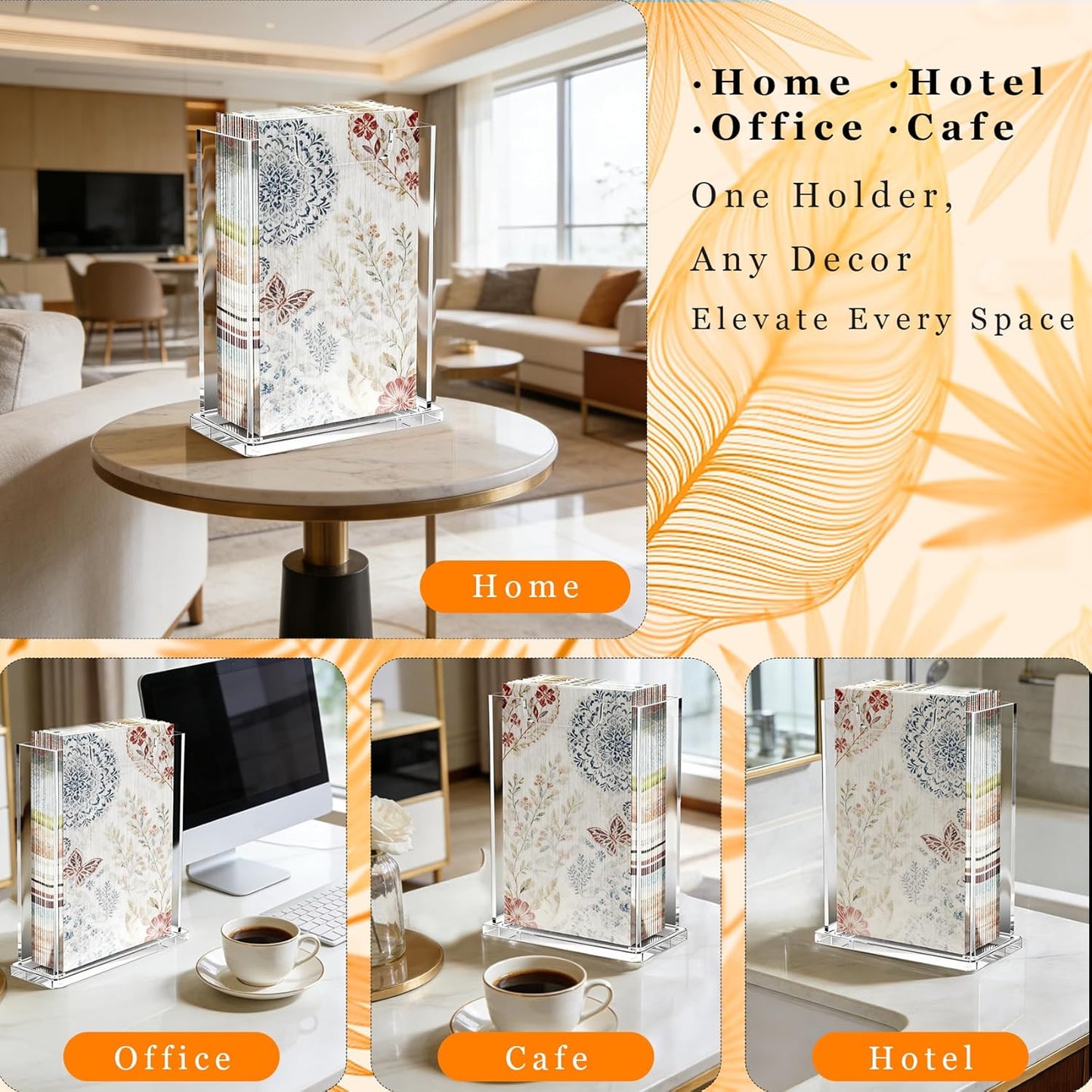 Acrylic Napkin Holder Guest Towel Dispenser 4mm Thick / Vertical / Clear
