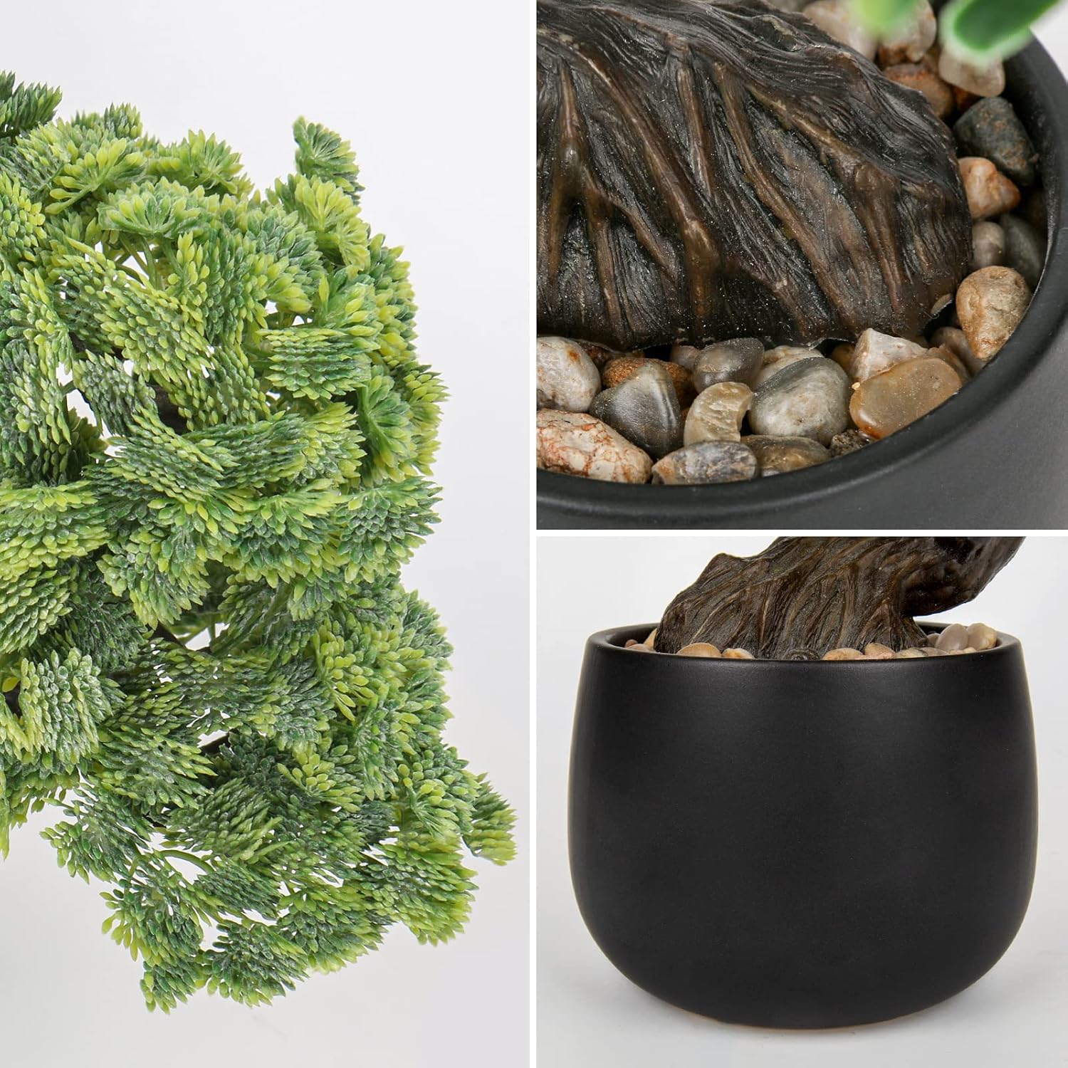 Artificial Bonsai Tree Juniper Faux Plants Indoor Fake Plants Decor / Jade / Black
