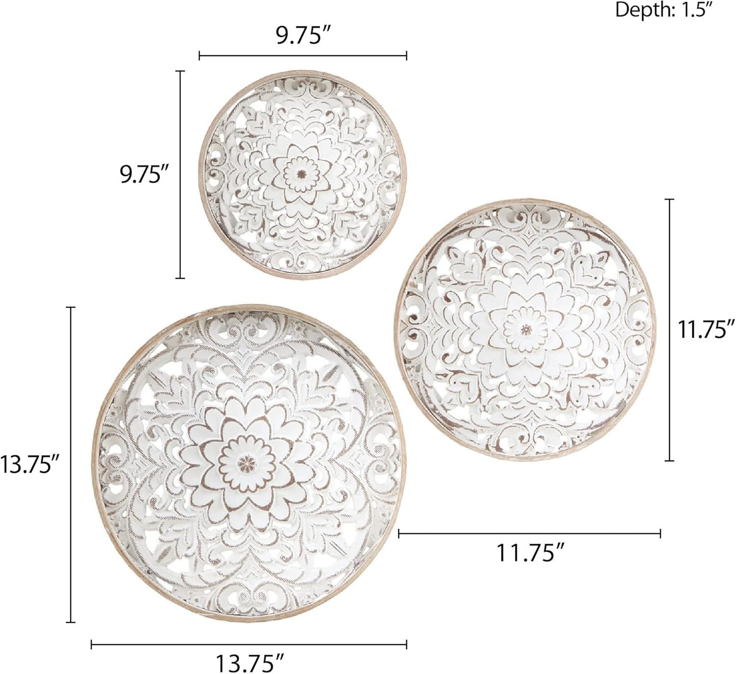 Real Fir Wood Round Design / Medallion Trio