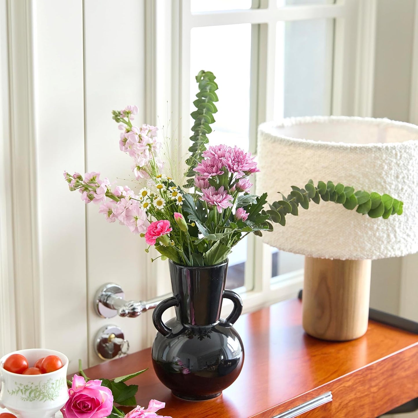 Ceramic Vase / Modern Flower Vase Decorative Vases for Bouquet / Vase-05 / Black / 7 Inch