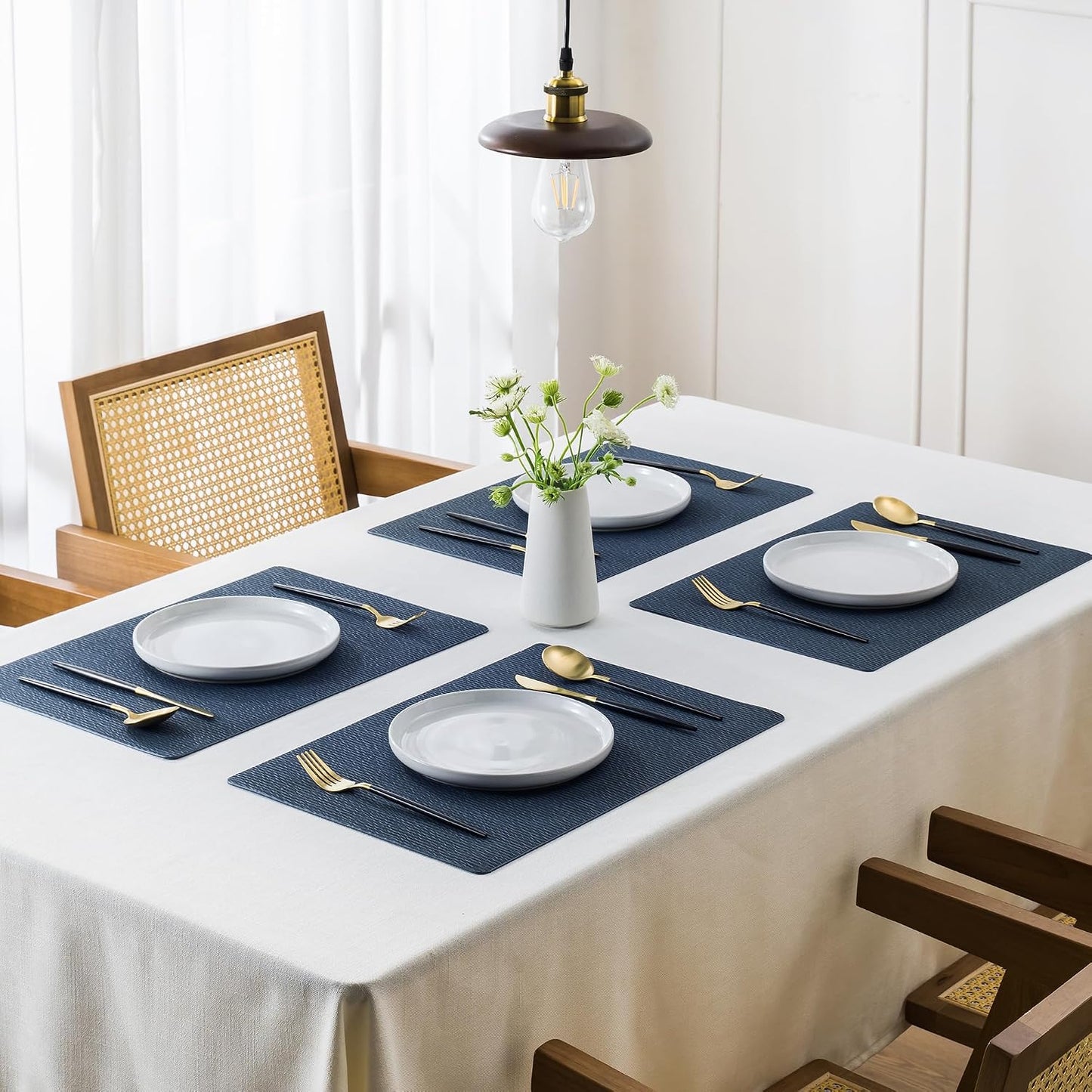 Jovono Faux Leather Placemats Set of 8, Waterproof Washable Table Mats, Easy-Clean Heat Resistant Kitchen Vinyl Place