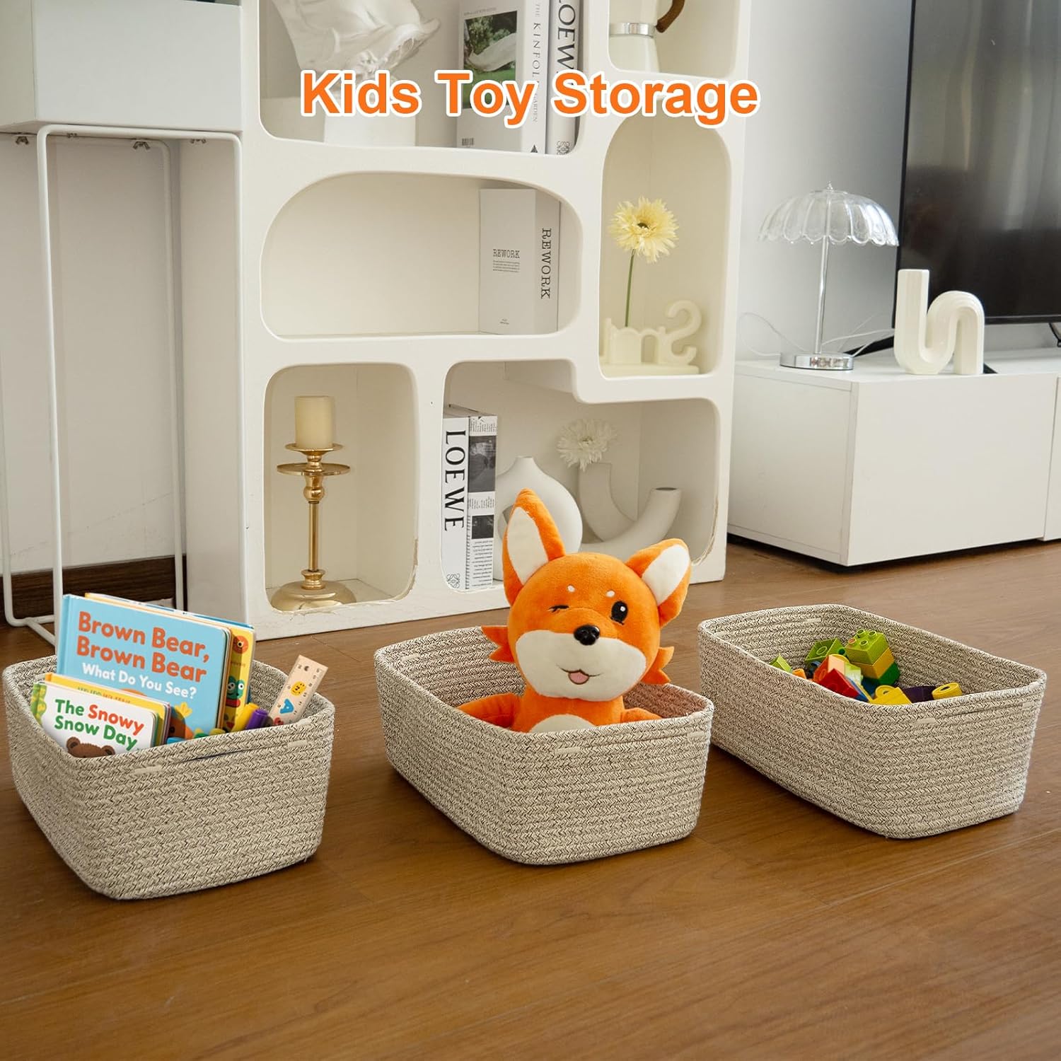 Small Woven Storage Baskets / Mixed Brown / S