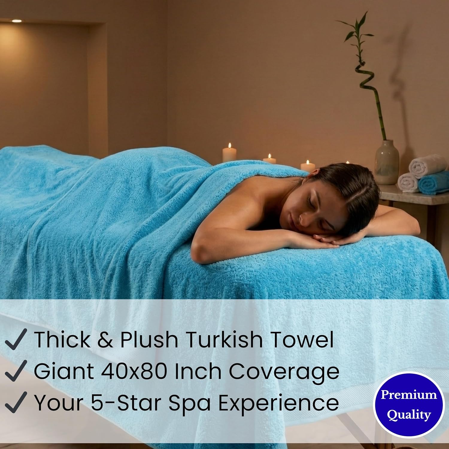SALBAKOS Luxury 100% Turkish Cotton Bath Sheet 40x80 (1-Piece, Aqua Blue) | Extra Large Jumbo Oversized Bathroom and