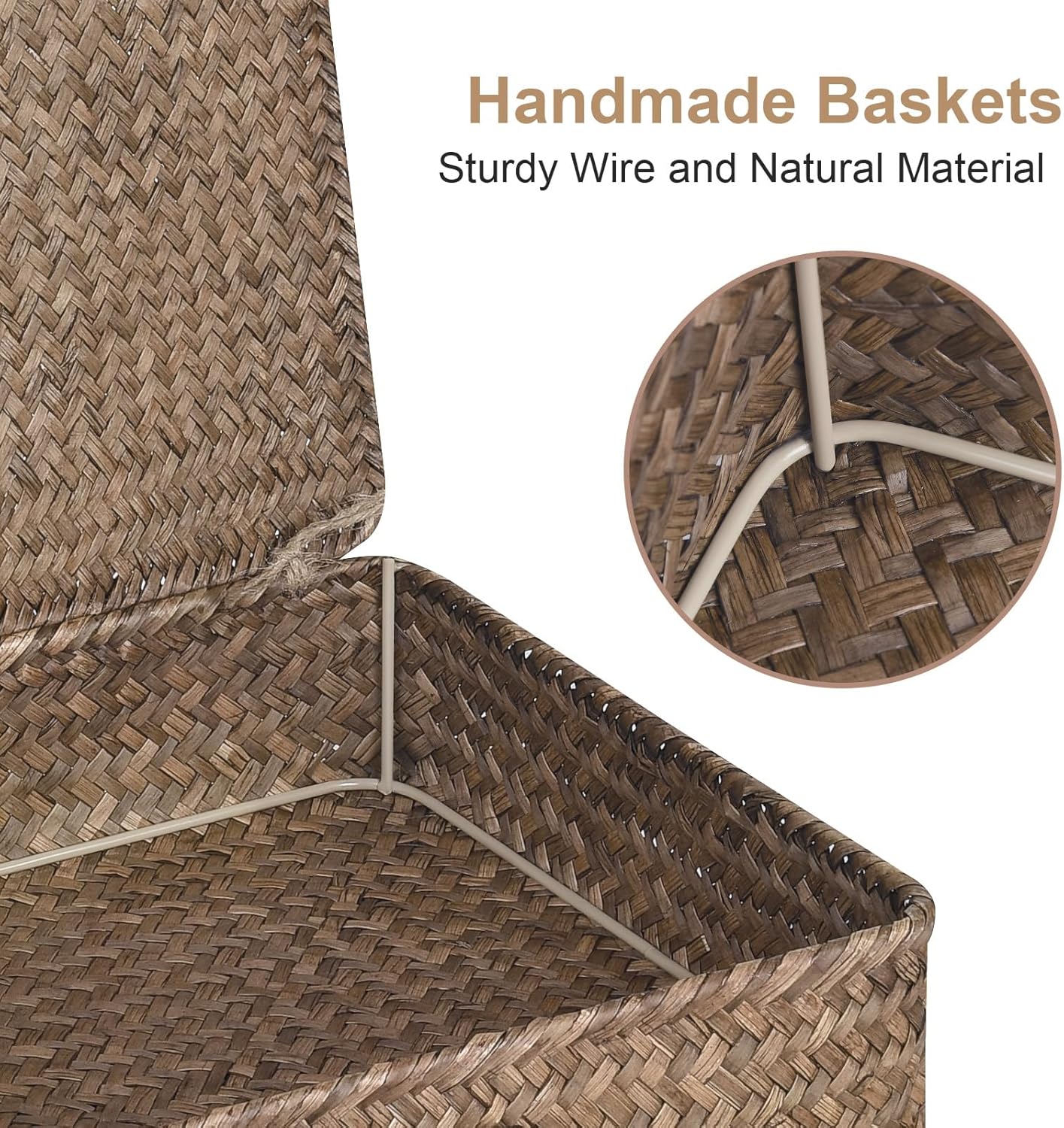 Flat Seagrass Storage Bins / Coffee / Set of 2