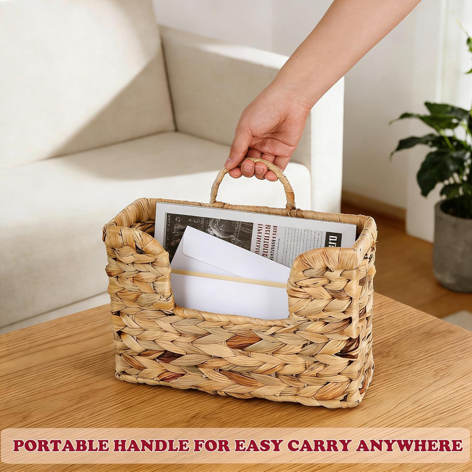 Woven Wall Magazine Holder Organizer / Water Hyacinth