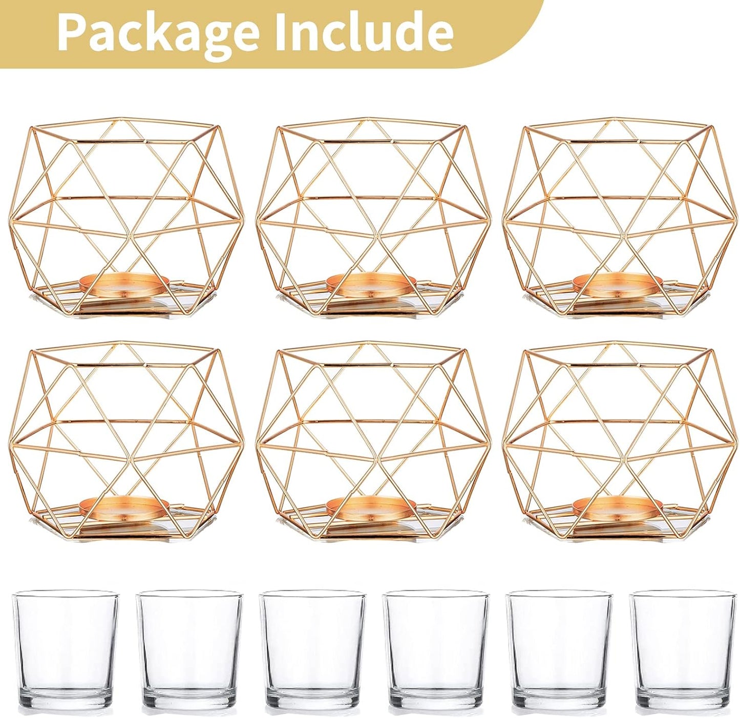NUPTIO Tea Light Candle Holders - Votive Candle Holder for Tealight & Pillar Candles Geometric Gold Candle Stand for