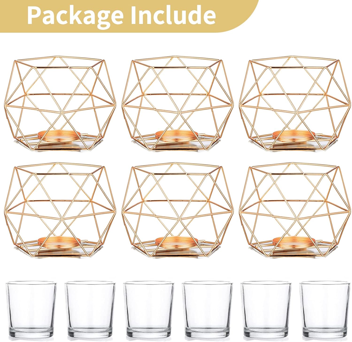 NUPTIO Tea Light Candle Holders - Votive Candle Holder for Tealight & Pillar Candles Geometric Gold Candle Stand for