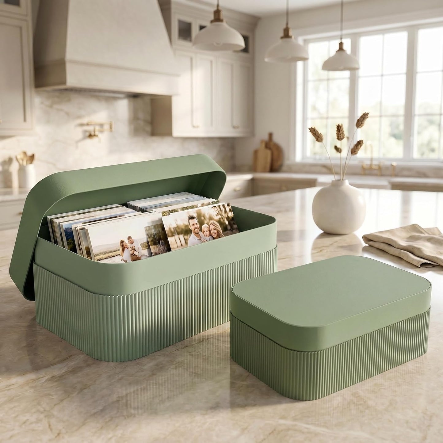 Decorative Storage Boxes / Sage / Set of 2