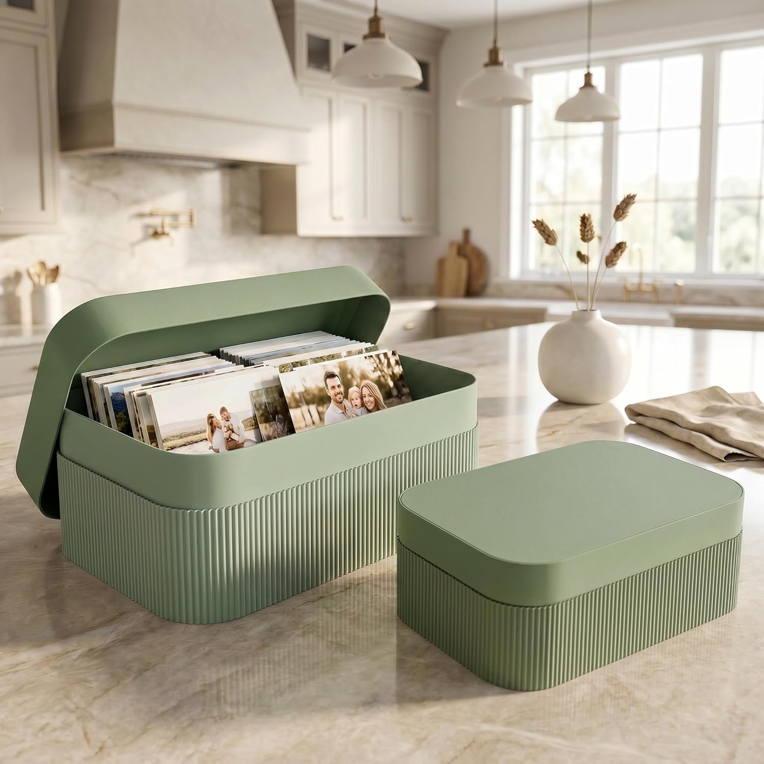 Decorative Storage Boxes / Sage / Set of 2