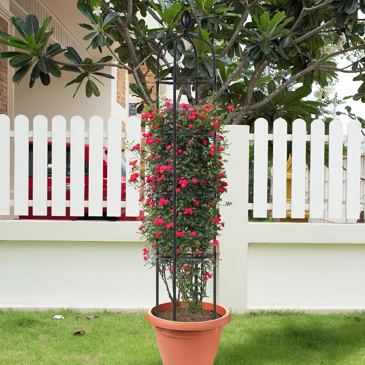2 Pack 6Ft Tall Garden Obelisk Trellis for Climbing Plants Outdoor | Rustproof Plant Trellis Garden Tower Trellis for