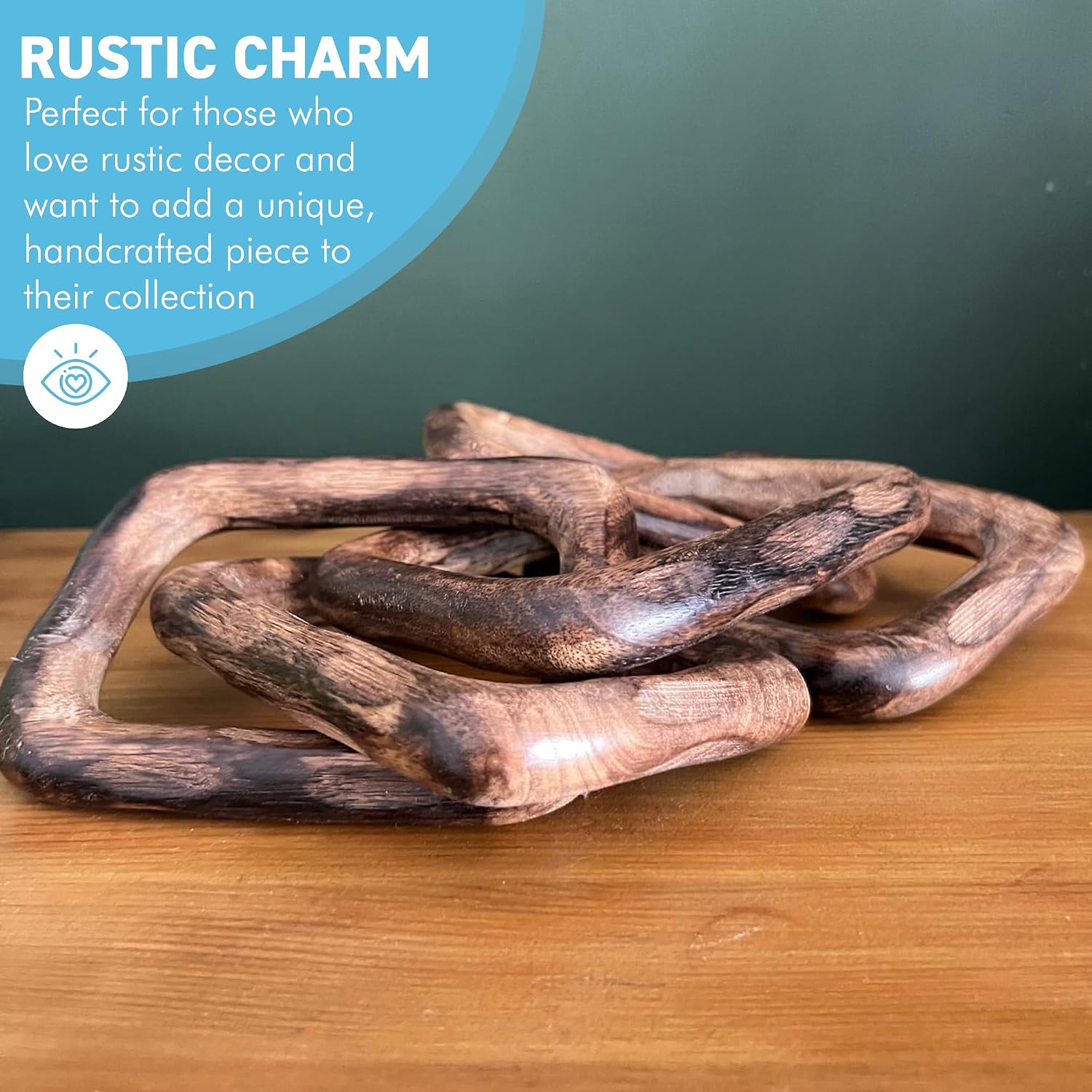 Rustic Wooden rectangular 5-Link Chain Ornament