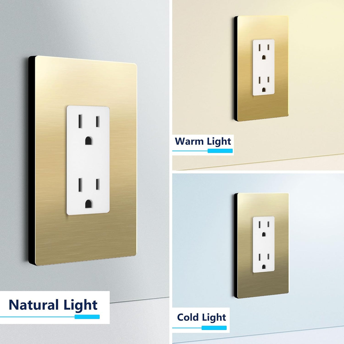 LIDER Screwless Metal-Surface Wall Plate, Mid-Size 1-Gang, 2-Pack | Temperature And Impact Resistant, Decorator Switch