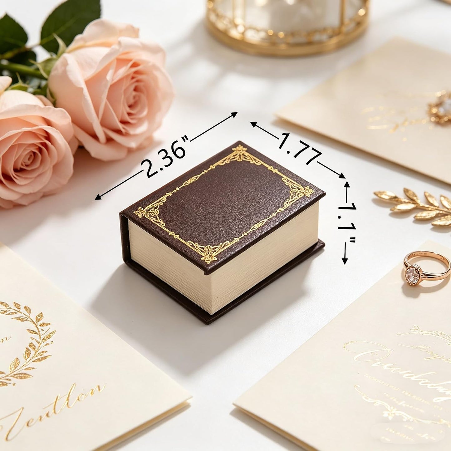 Book Shaped Ring Box / Brown-book