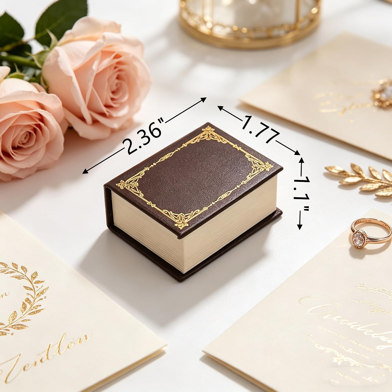 Book Shaped Ring Box / Brown-book