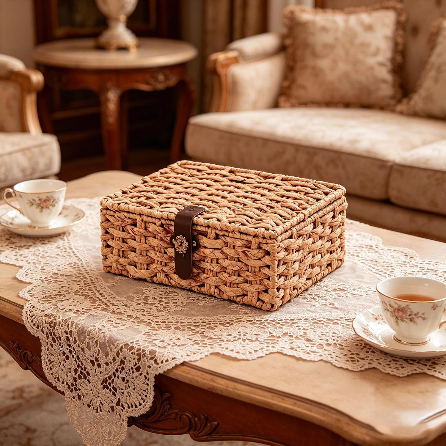 Wicker Storage Basket / Small & Large / Natural / Set of 2