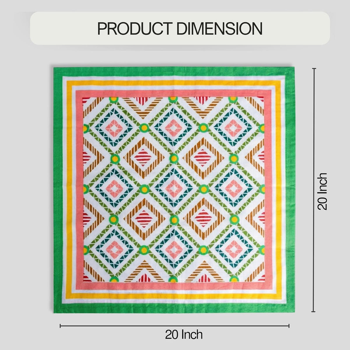 FINGERCRAFT Cloth Napkins Set of 12, 100% Cotton, 20x20 in, Diamond Mosaic | Mitered corner, washable, soft, absorbent