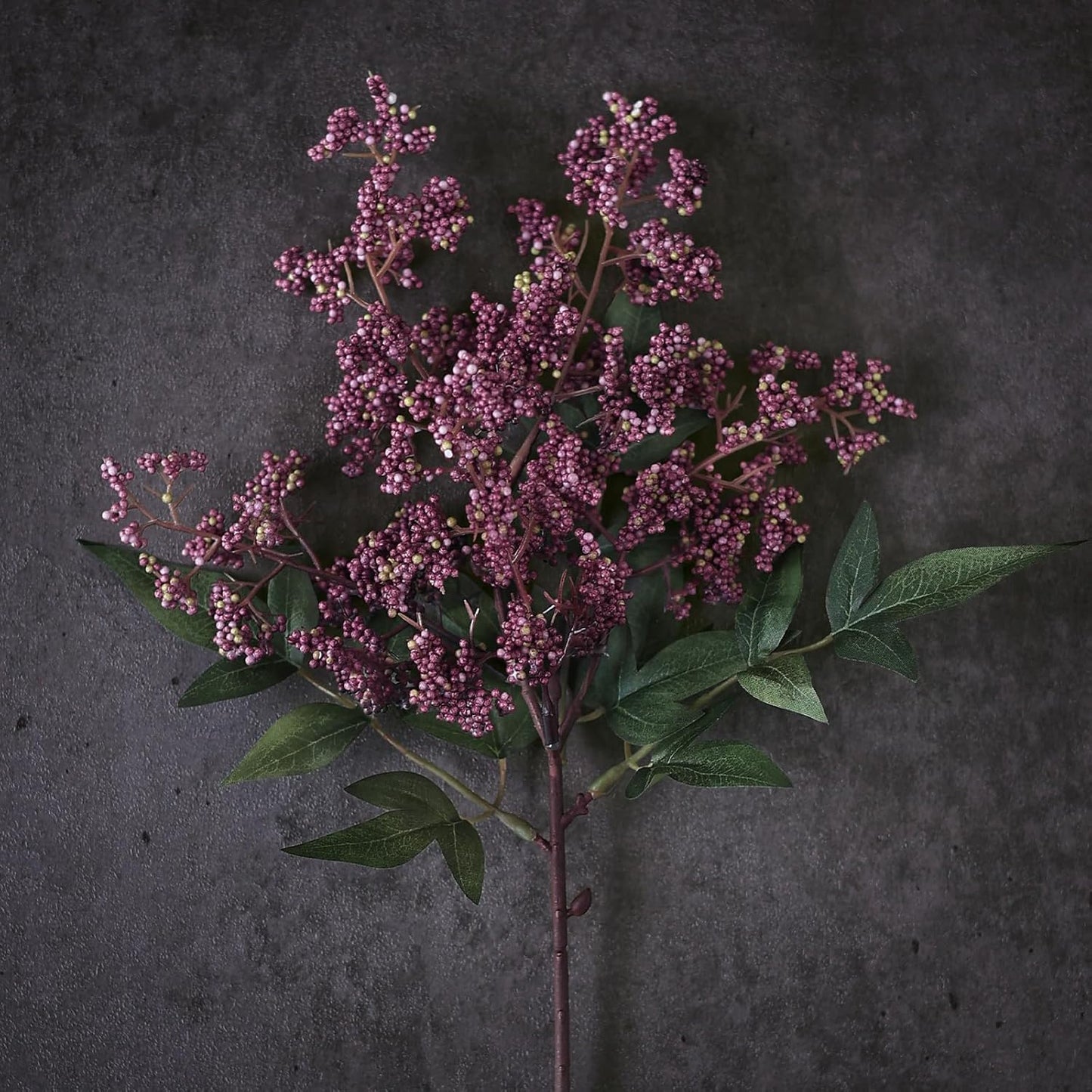 Artificial Nandina Berry Stem for Vase / Dusty Plum / Set of 6