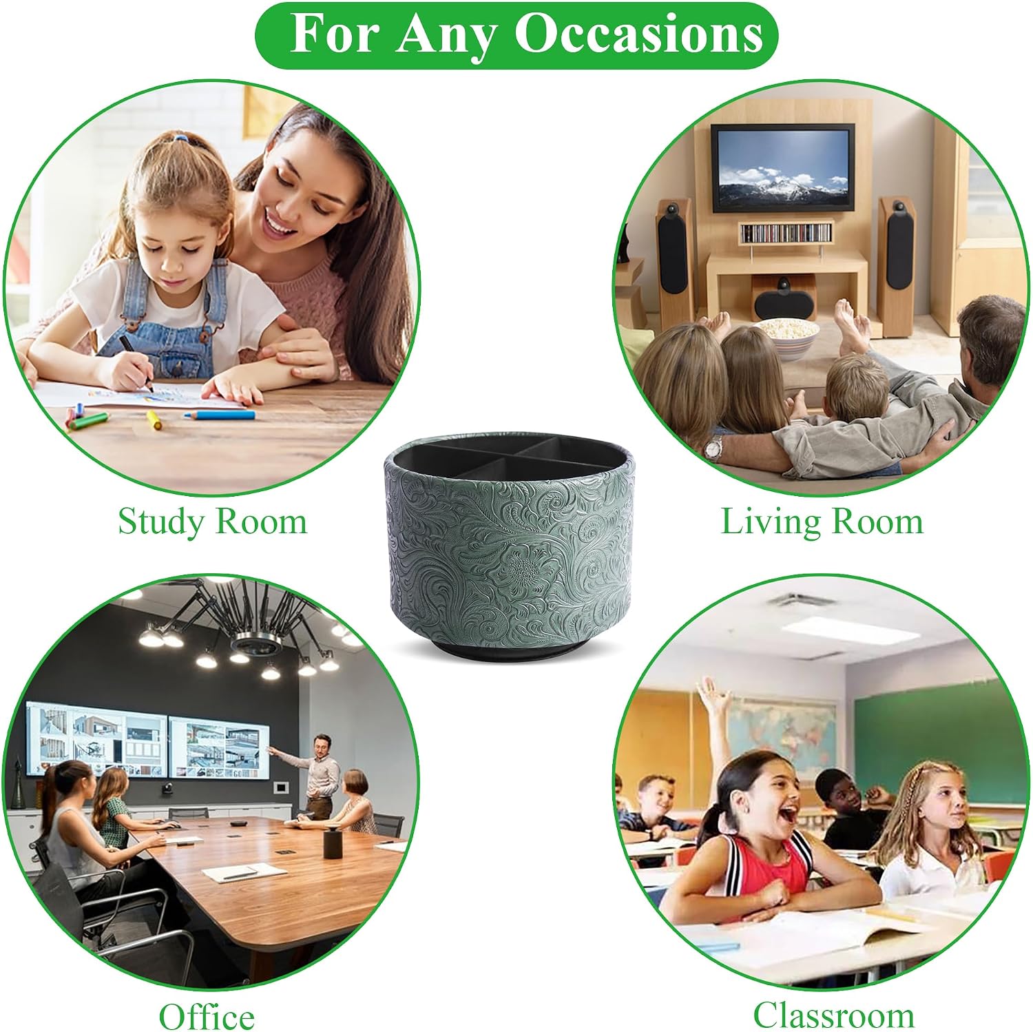 Remote Control Holder / 1-carved Cooper Green / 360 Degree Rotation