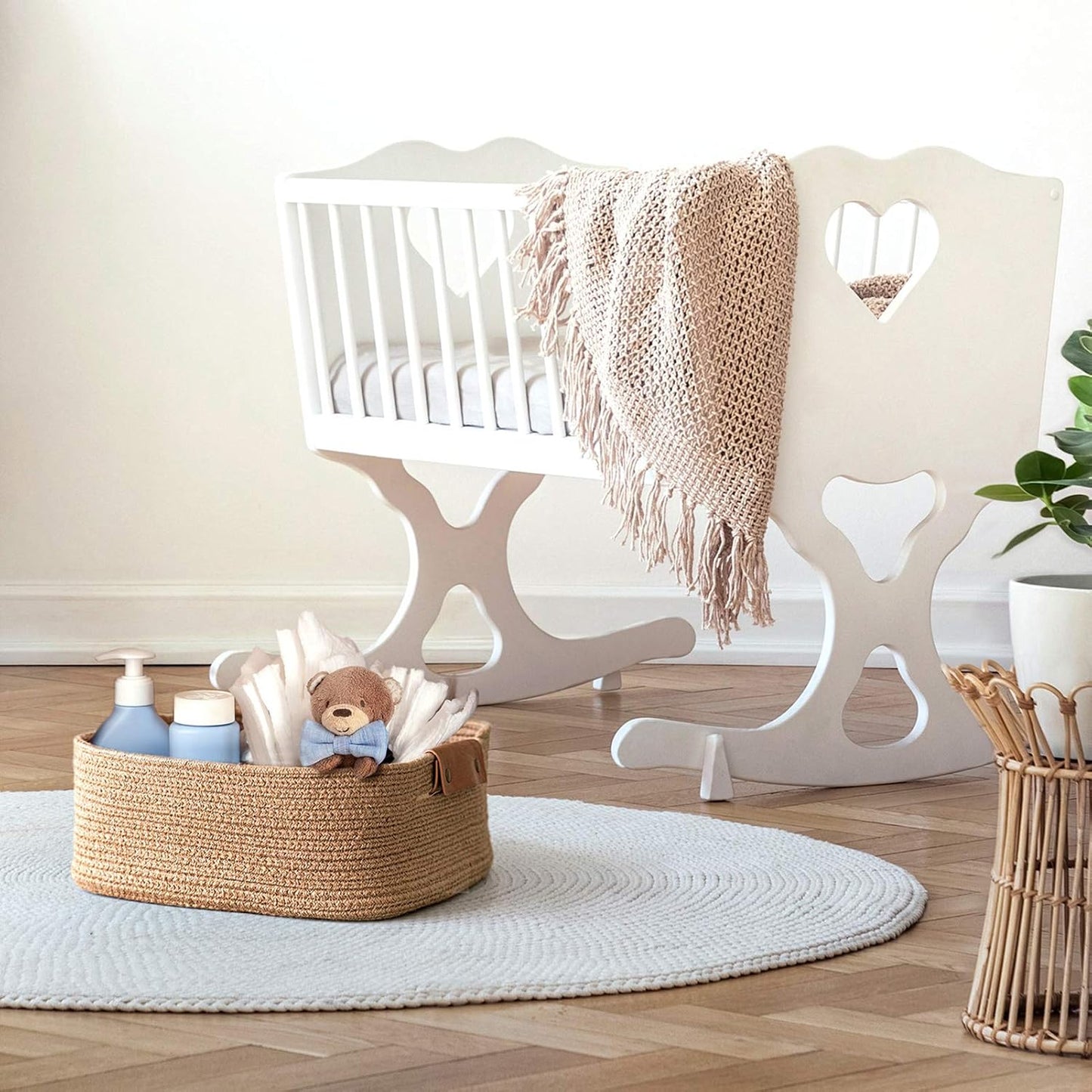 Rectangle Rope Woven Basket / Jute / 14.5 x 13 x 6